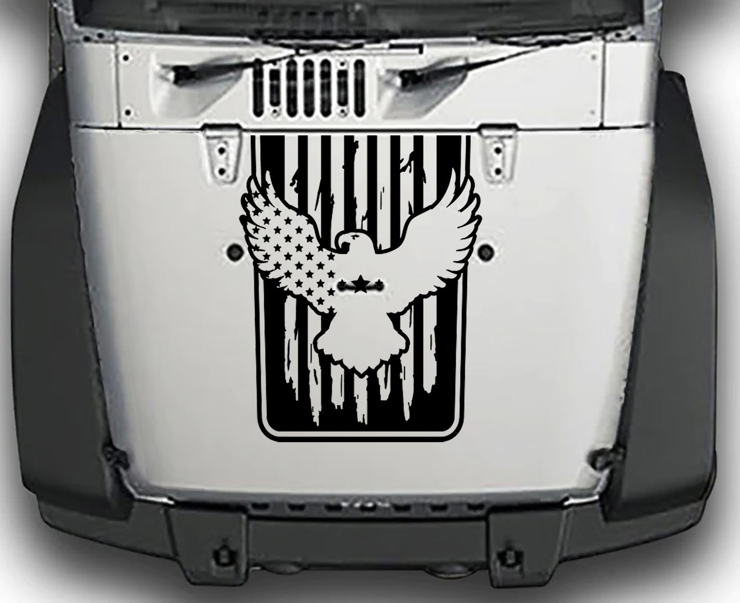 Jeep Wrangler JK Eagle Flag Hood Decal : Vinyl Graphics Kit fits (2007-2018)