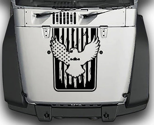 Jeep Wrangler JK Eagle Flag Hood Decal : Vinyl Graphics Kit fits (2007-2018)