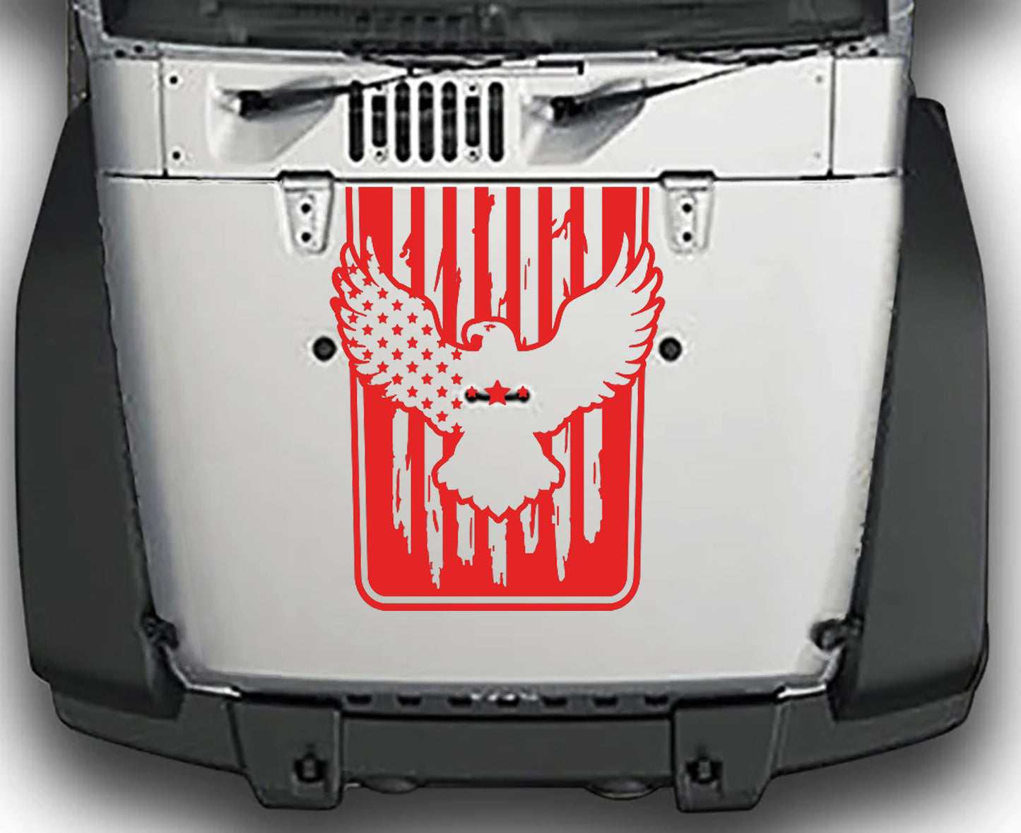 Jeep Wrangler JK Eagle Flag Hood Decal : Vinyl Graphics Kit fits (2007-2018)