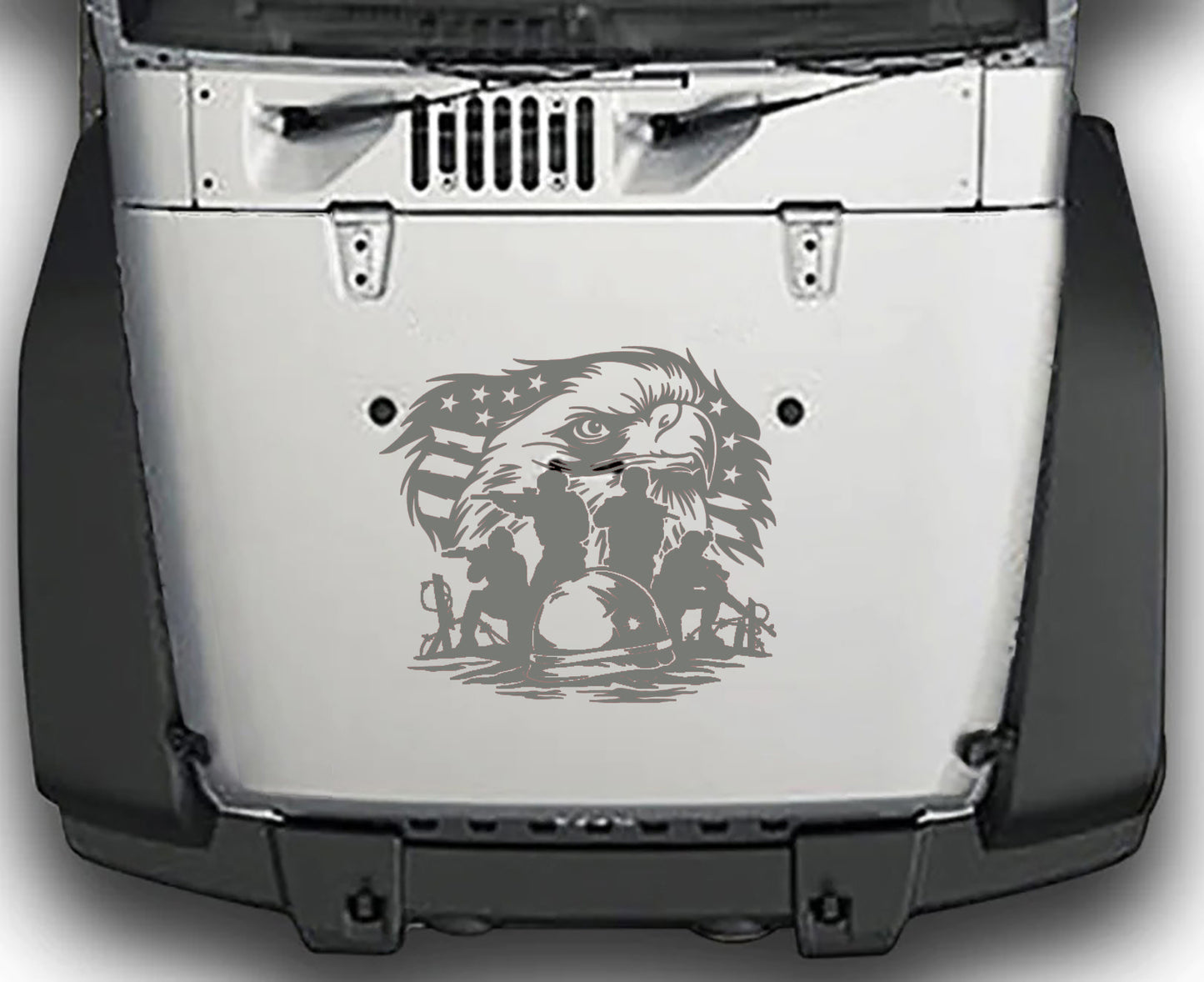 Jeep Wrangler JK Battlefield Soldiers Hood Decal : Vinyl Graphics Kit fits (2007-2018)