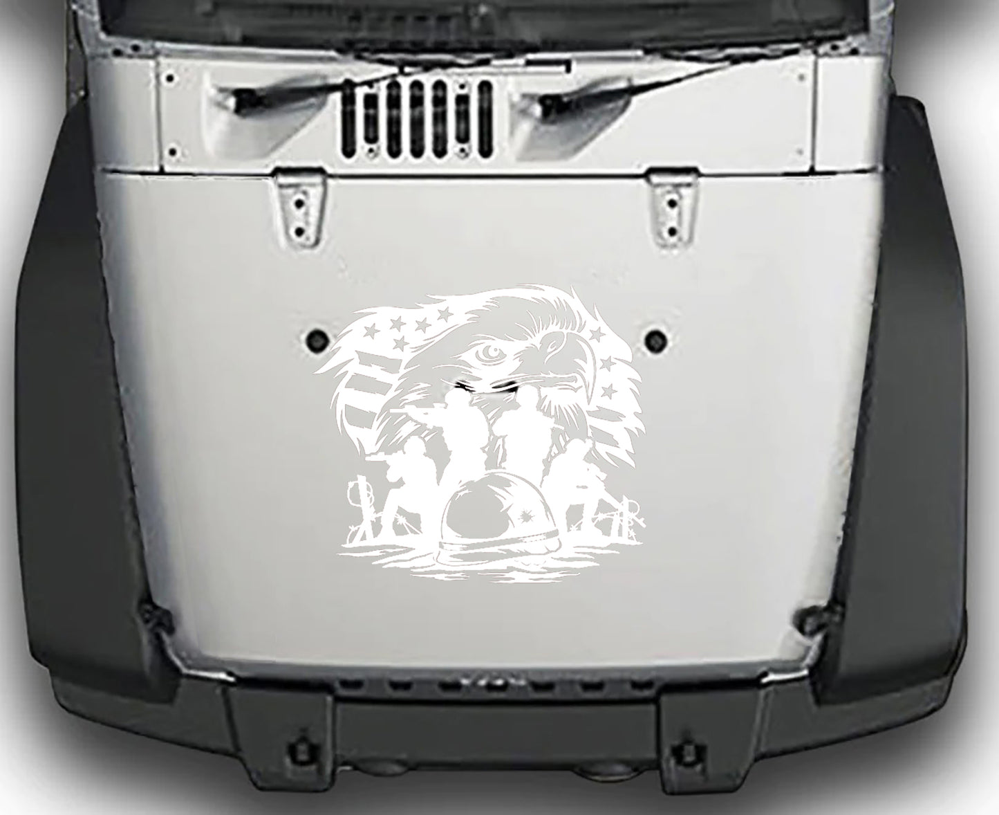 Jeep Wrangler JK Battlefield Soldiers Hood Decal : Vinyl Graphics Kit fits (2007-2018)