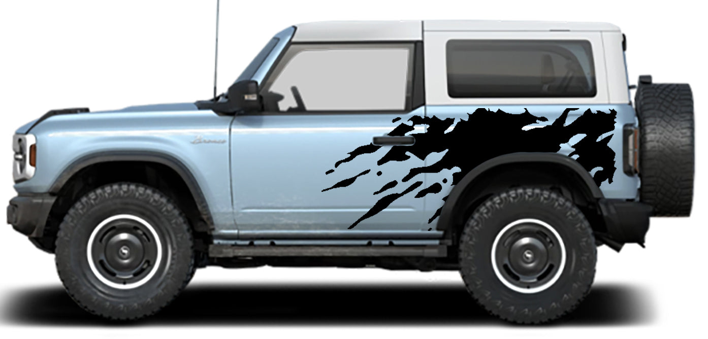 mud splash side decals for ford bronco 2 door black