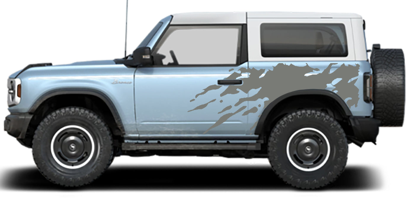 mud splash side decals for ford bronco 2 door gray