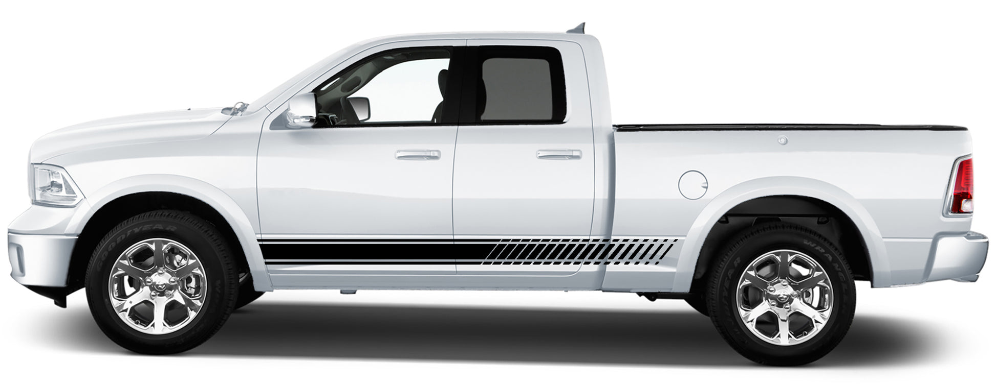 long rocker panel stripes for dodge ram 2008 to 2018 models black
