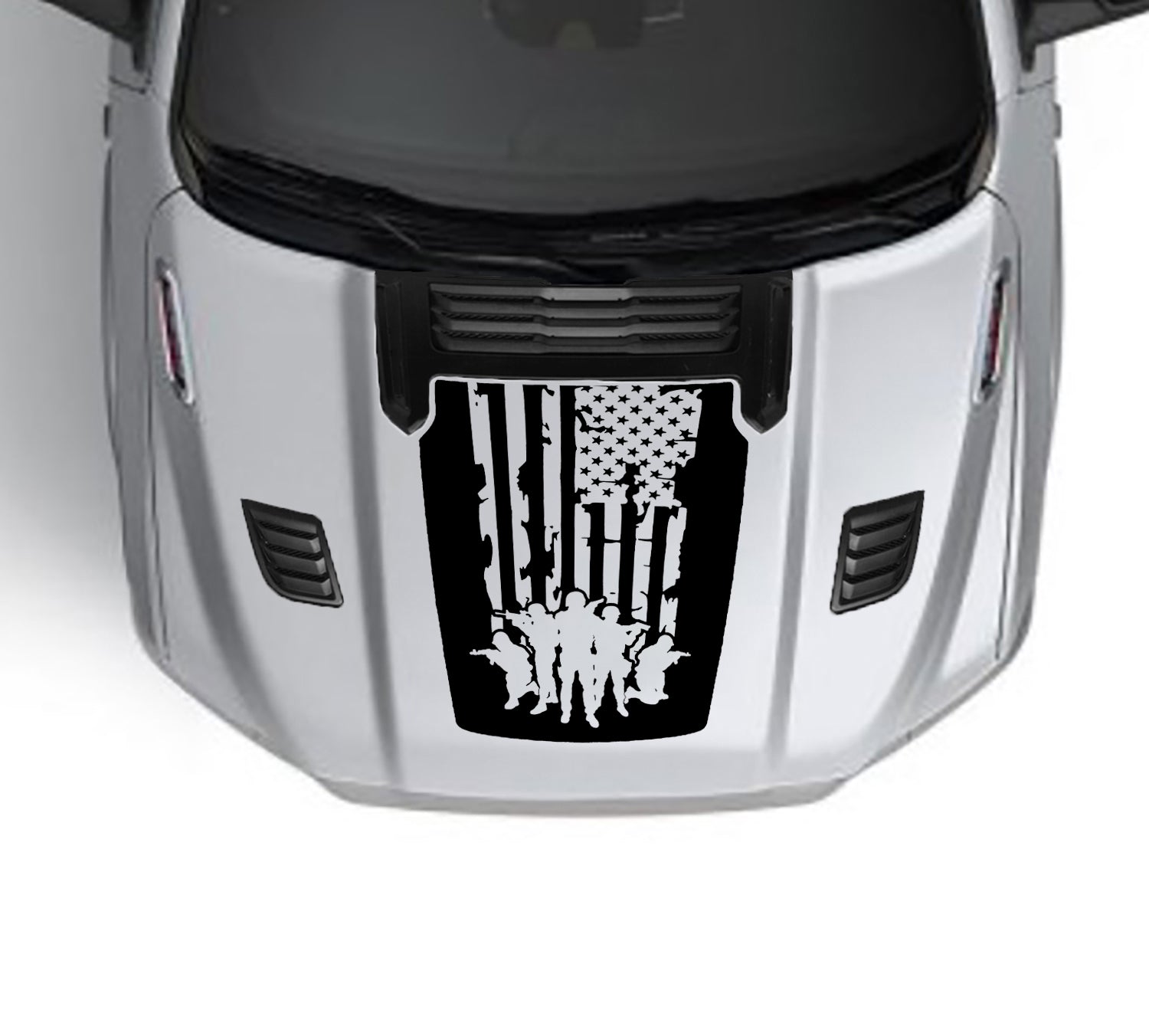 Army flag Performance hood graphics for dodge ram 1500 2019 to 2023 models black