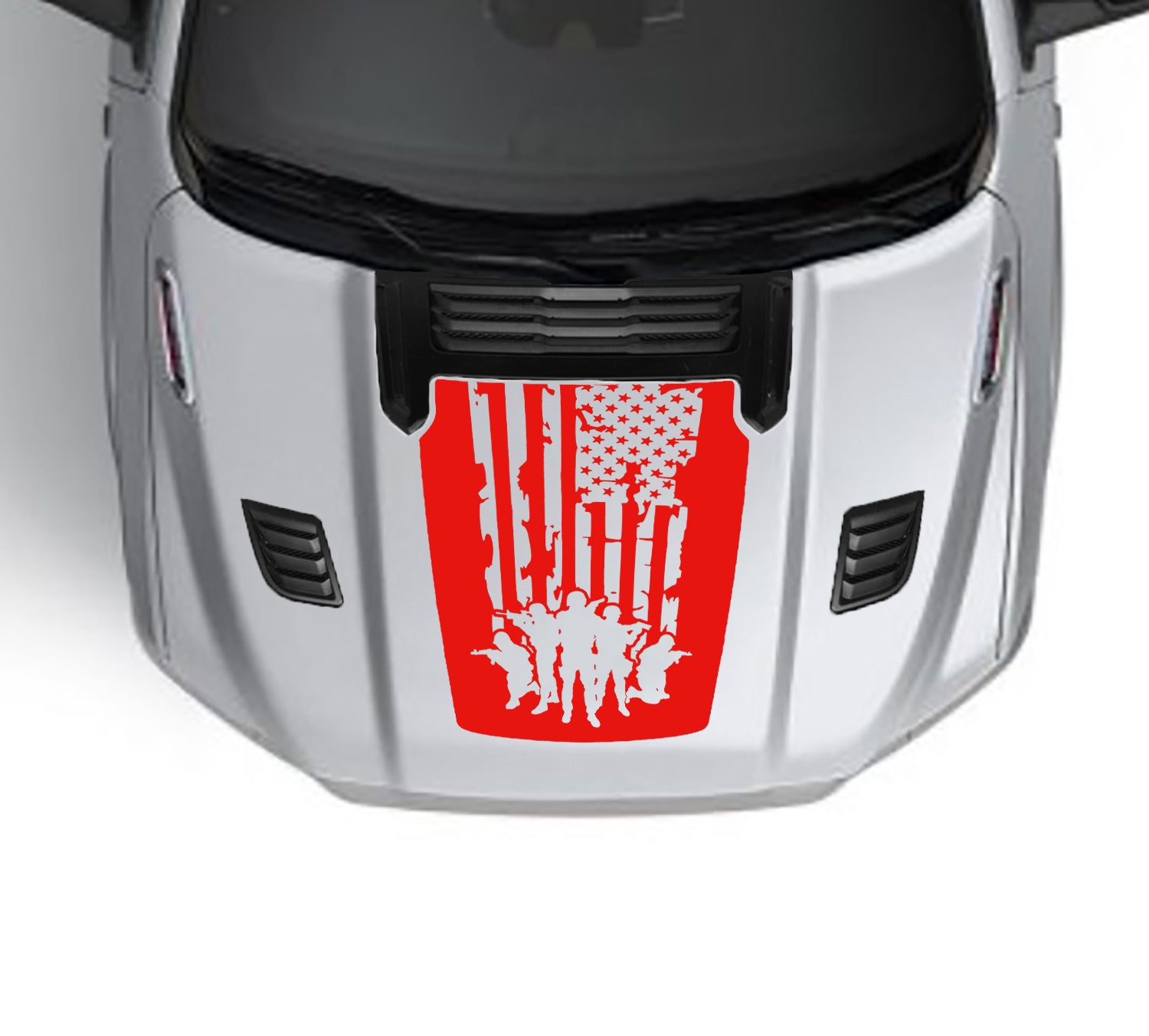 Army flag Performance hood graphics for dodge ram 1500 2019 to 2023 models red