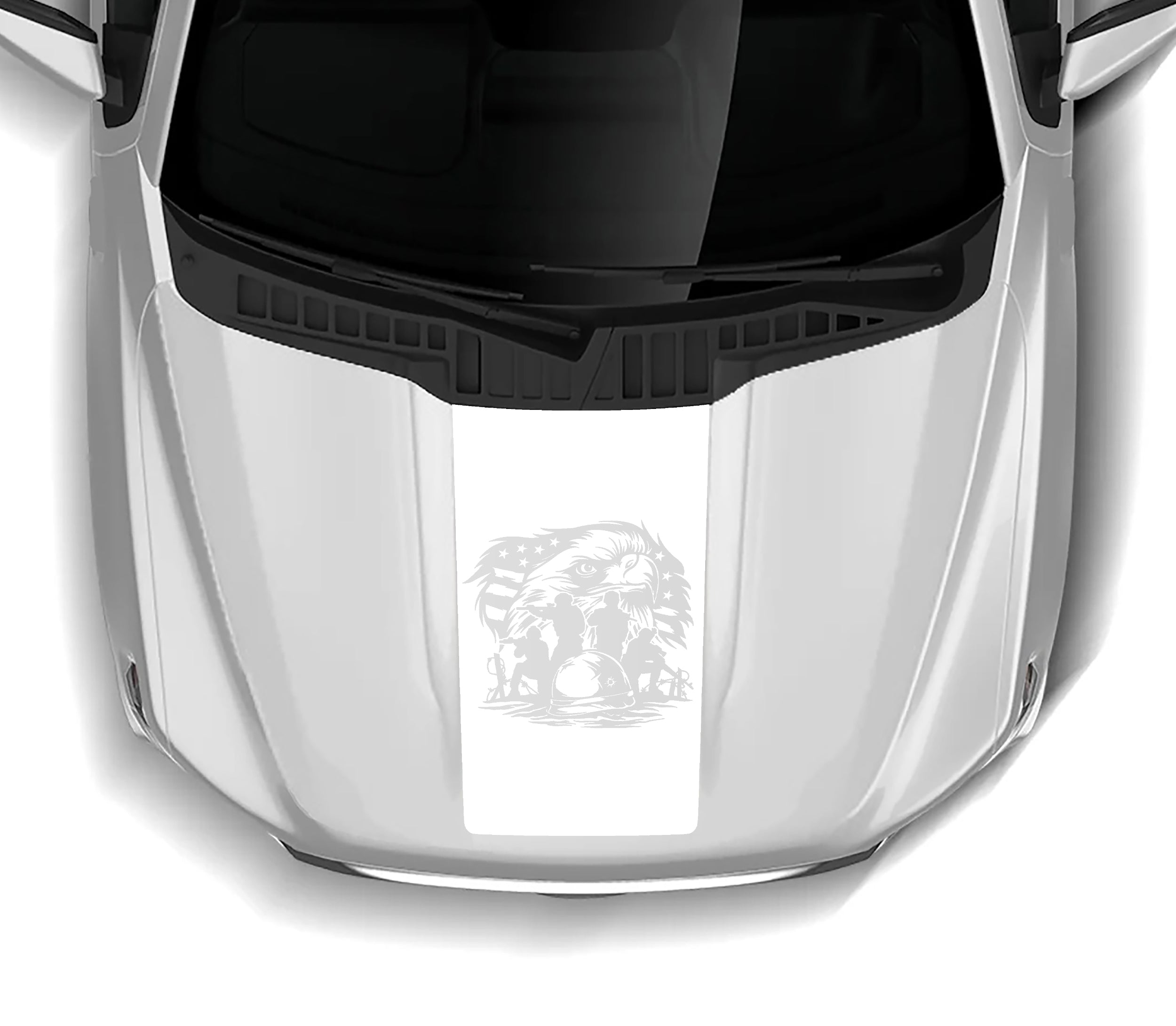 merica battle soldiers patriot flag hood decal for ford f 150 2021 to 2023 models white