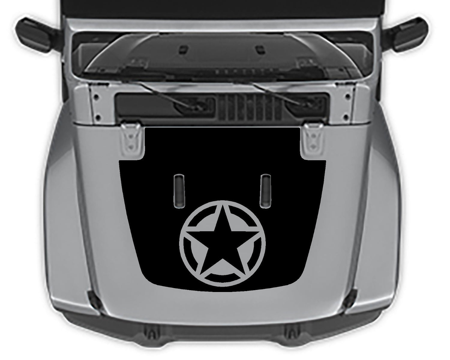 Jeep Wrangler JL Military Star Hood Decal : Vinyl Graphics Kit fits (2018-2023)