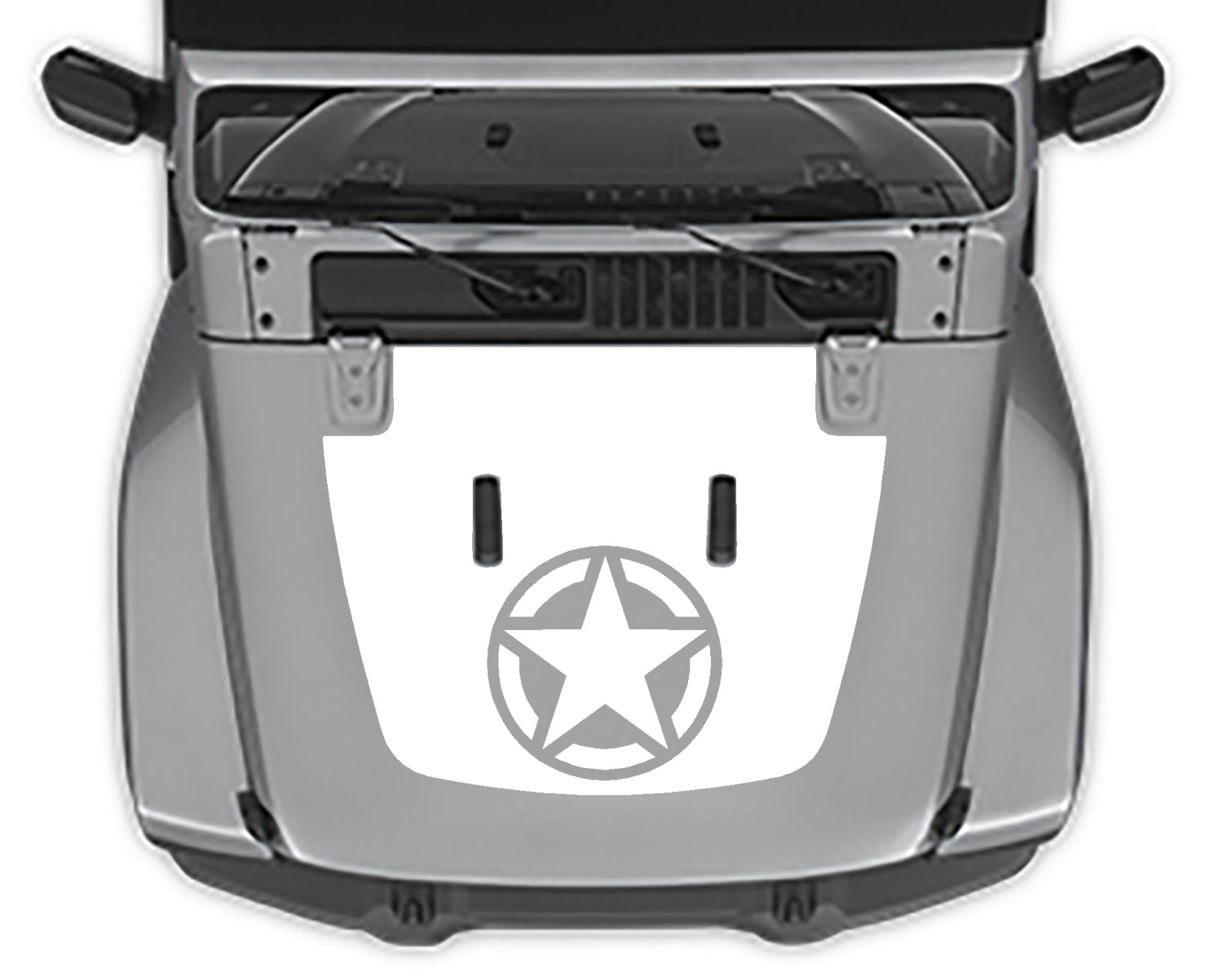 Jeep Wrangler JL Military Star Hood Decal : Vinyl Graphics Kit fits (2018-2023)