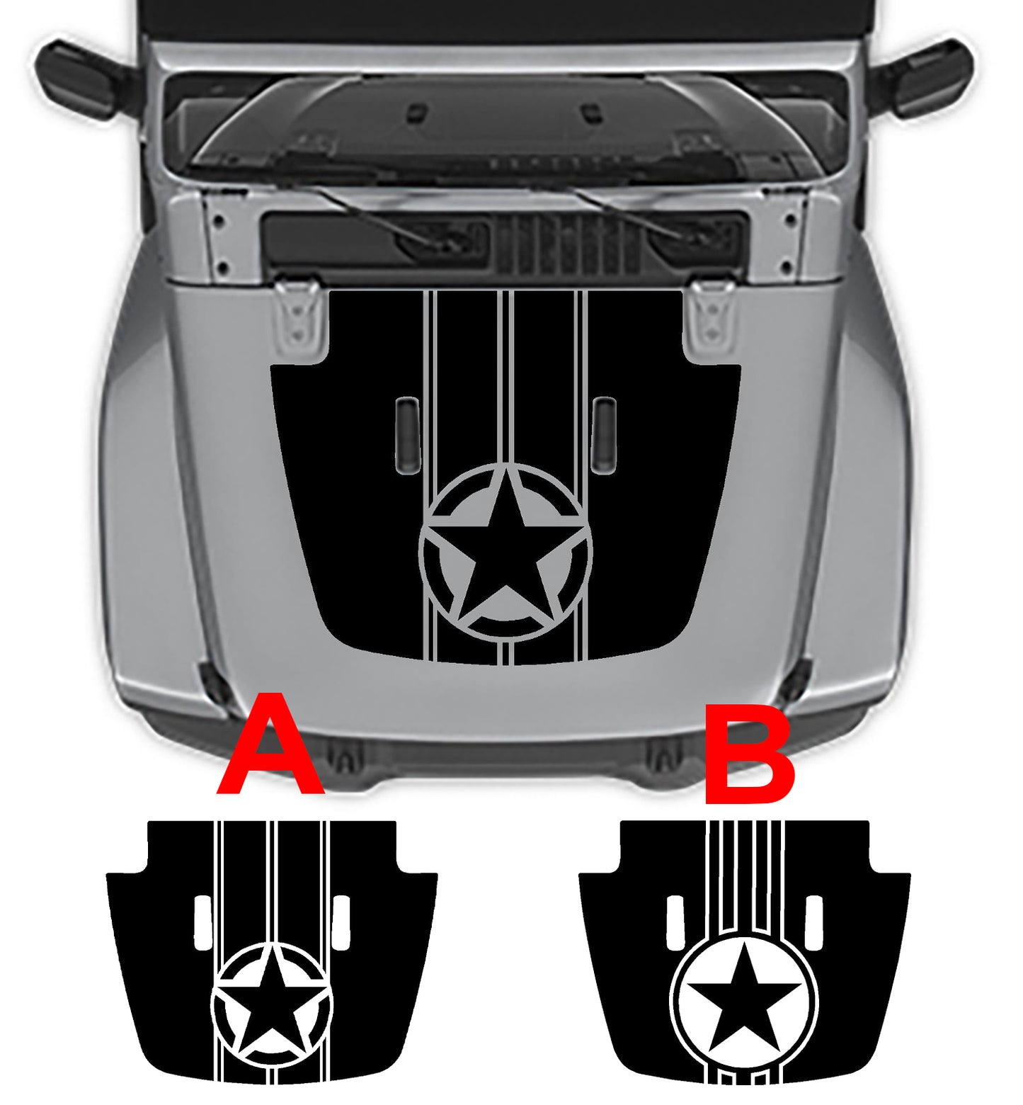 Military Star Stripe Hood Decal Jeep Wrangler Jl