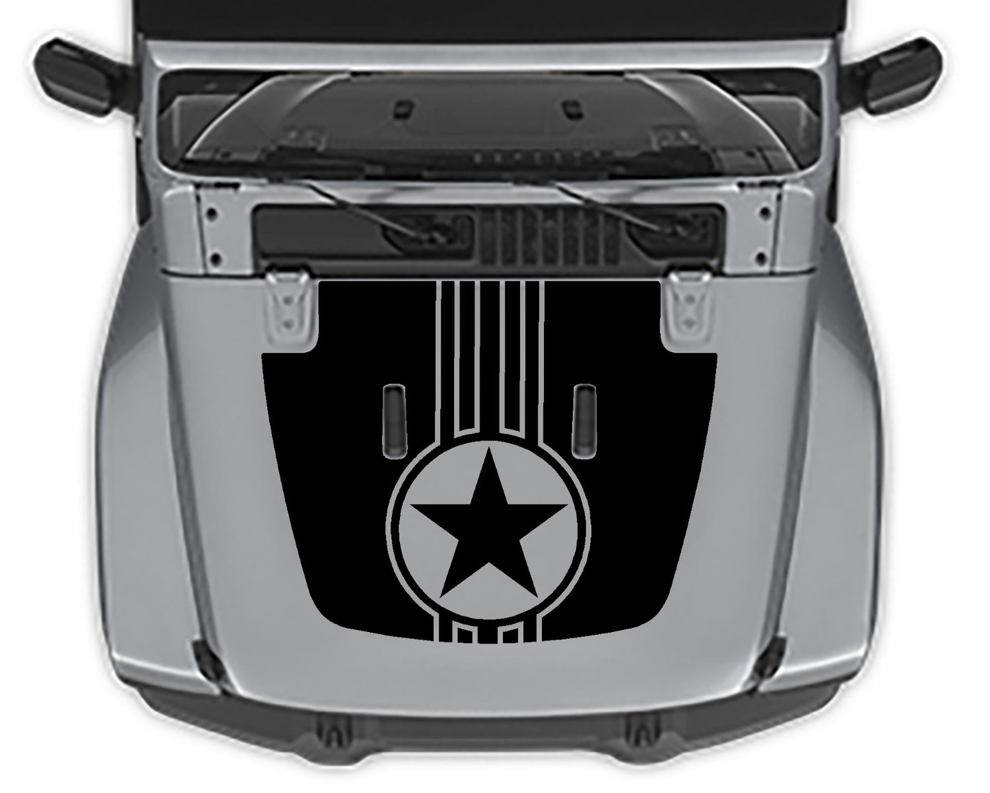 Military Star Stripe 2 Hood Decal Jeep Wrangler Jl black