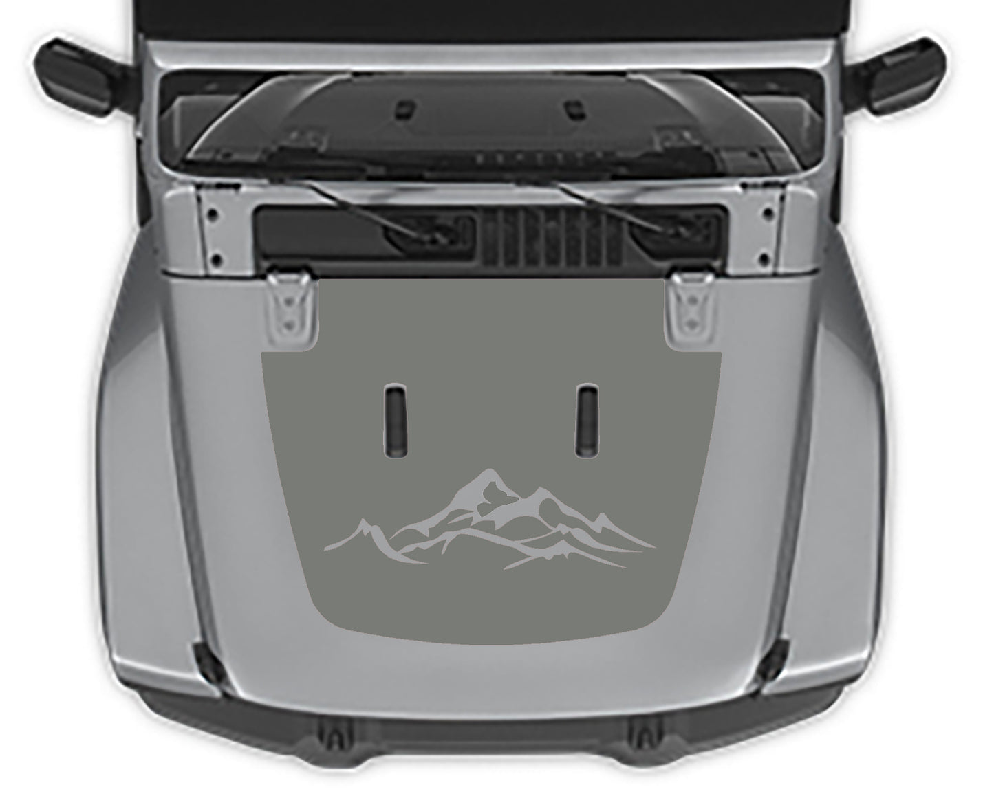 Jeep Wrangler Jl hood Blackout Mountain Decal gray