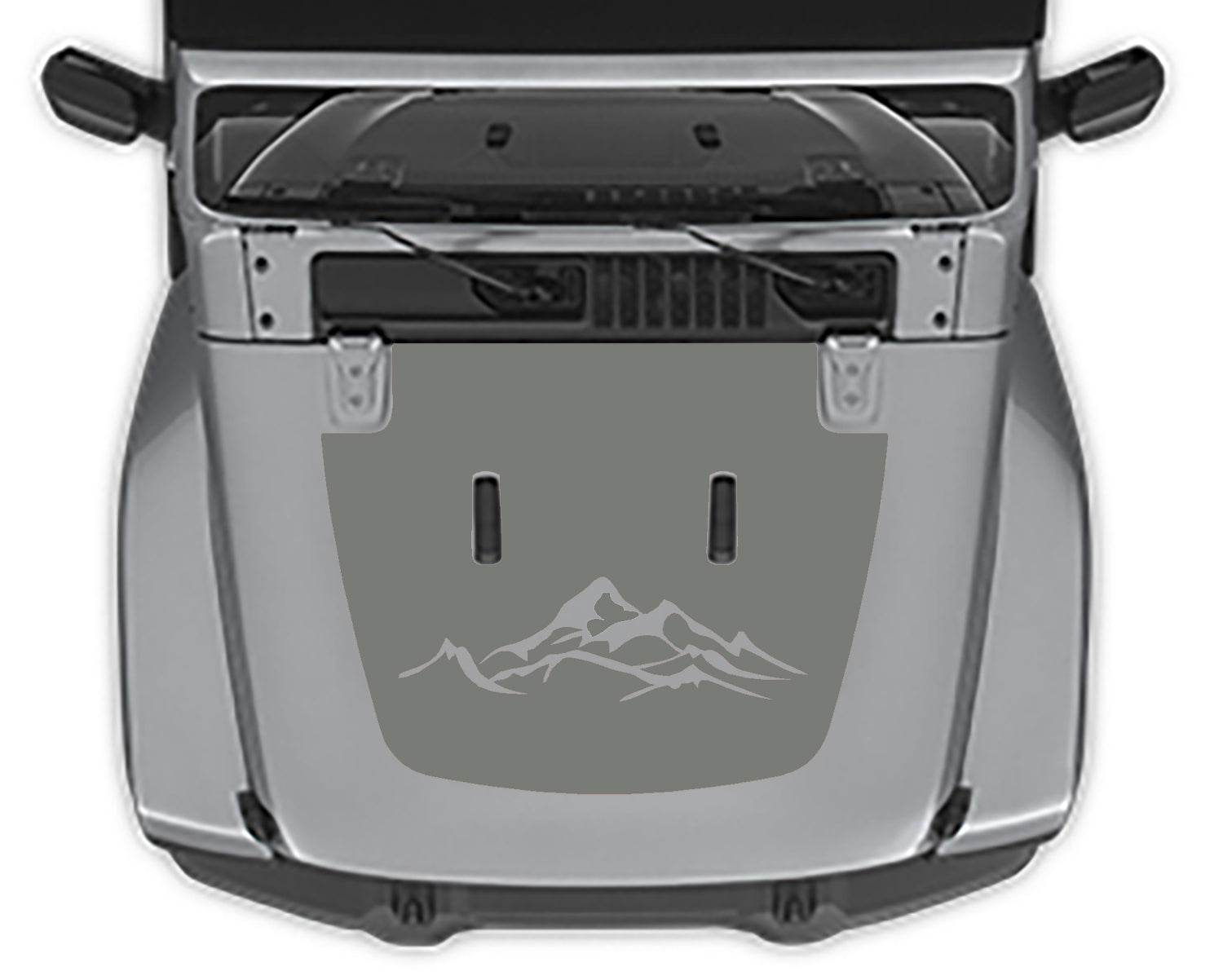 Jeep Wrangler Jl hood Blackout Mountain Decal gray