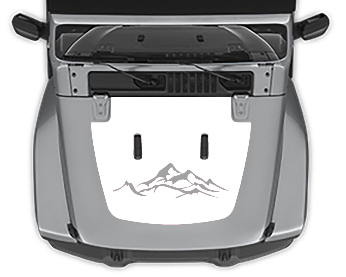 Jeep Wrangler Jl hood Blackout Mountain Decal white