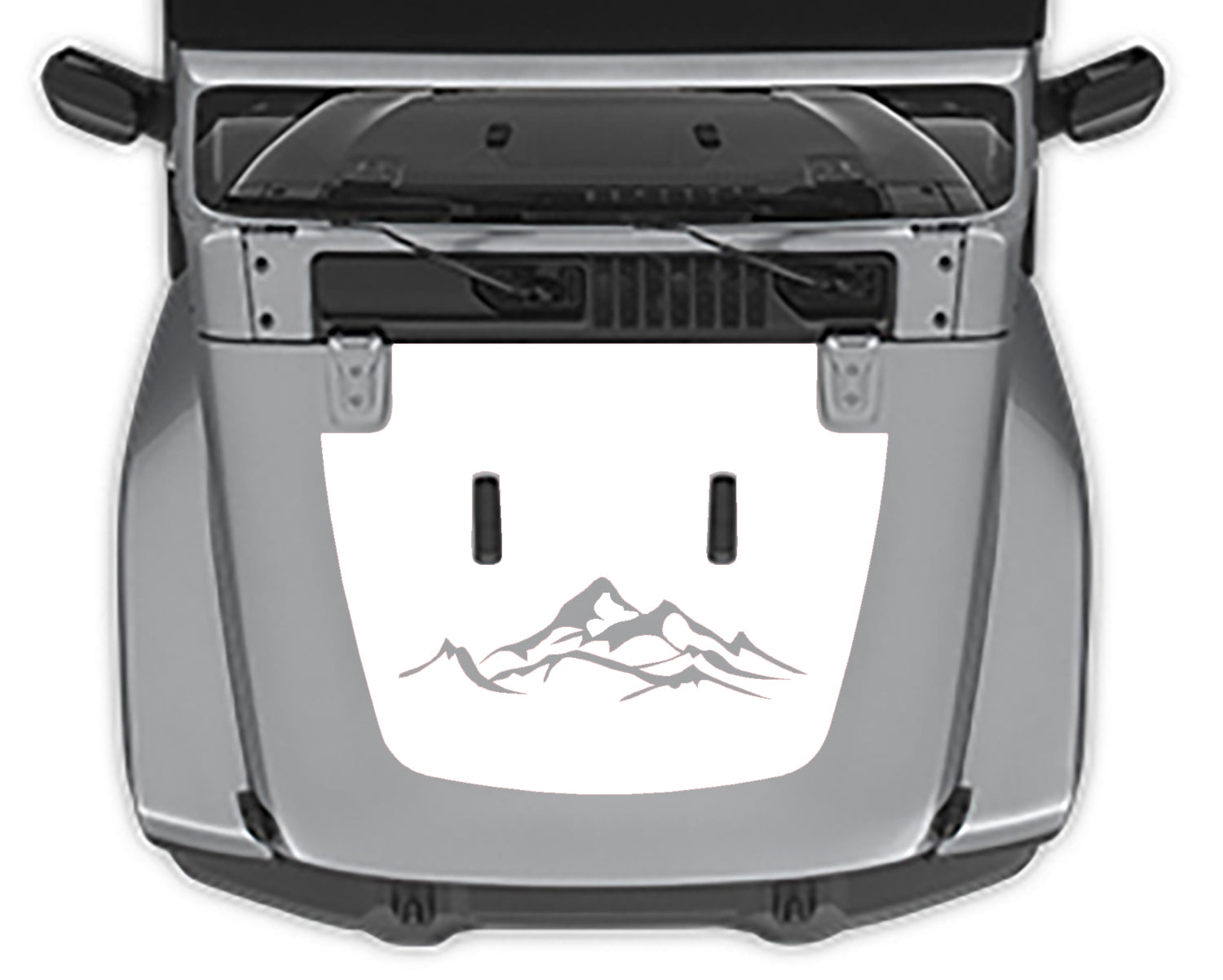 Jeep Wrangler Jl hood Blackout Mountain Decal white