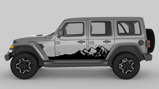 Black Side Mountain Stripes Graphics & Decals on Gray Jeep Wrangler JL