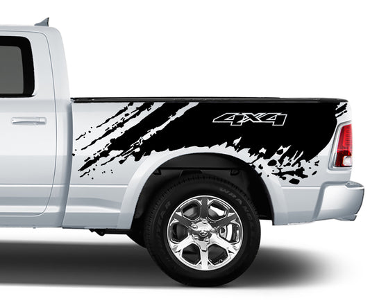 mud splash 4x4 bed graphics for dodge ram 2008 to 2018 models black