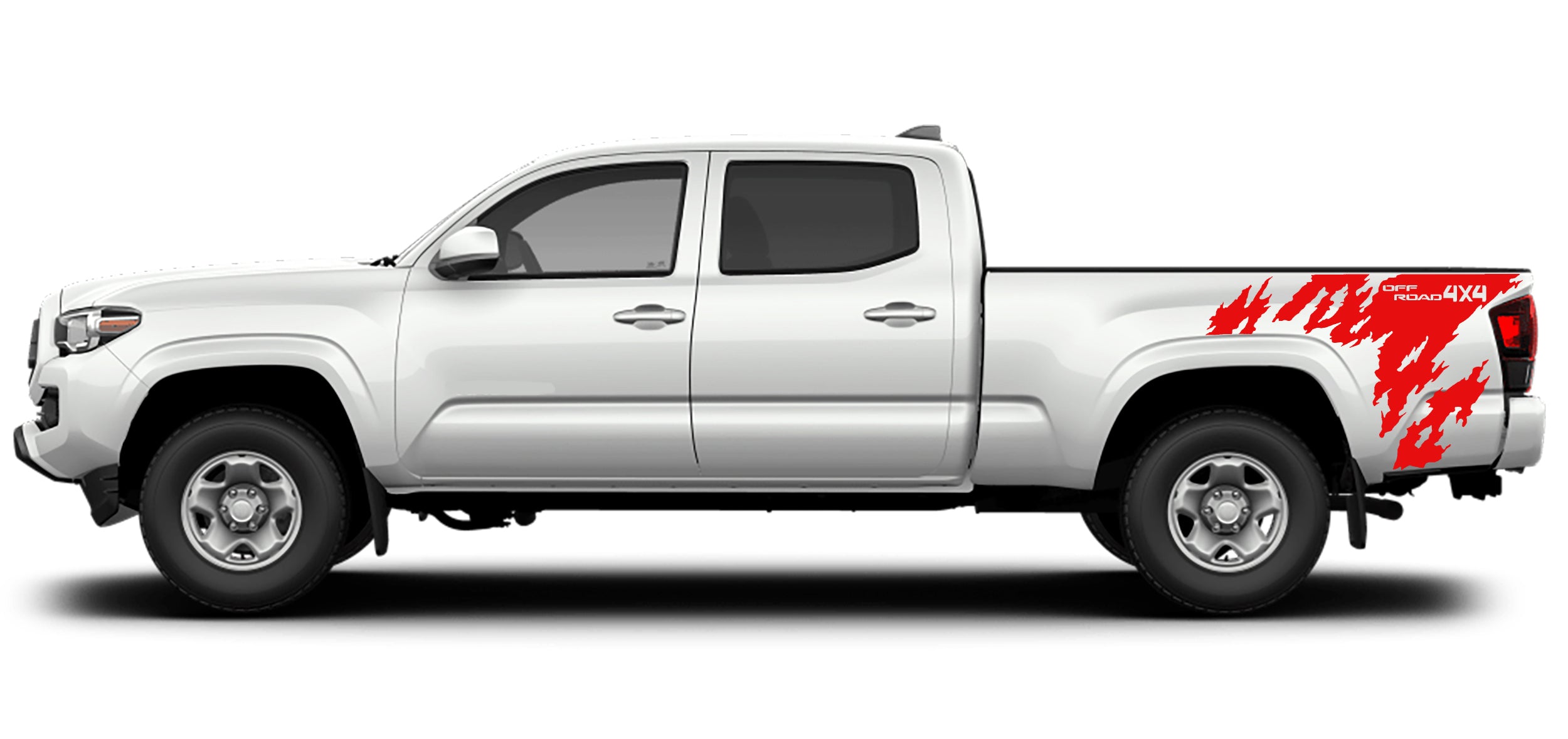 mud splash 4x4 off road bed decals for toyota tacoma 2016 to 2023 models red