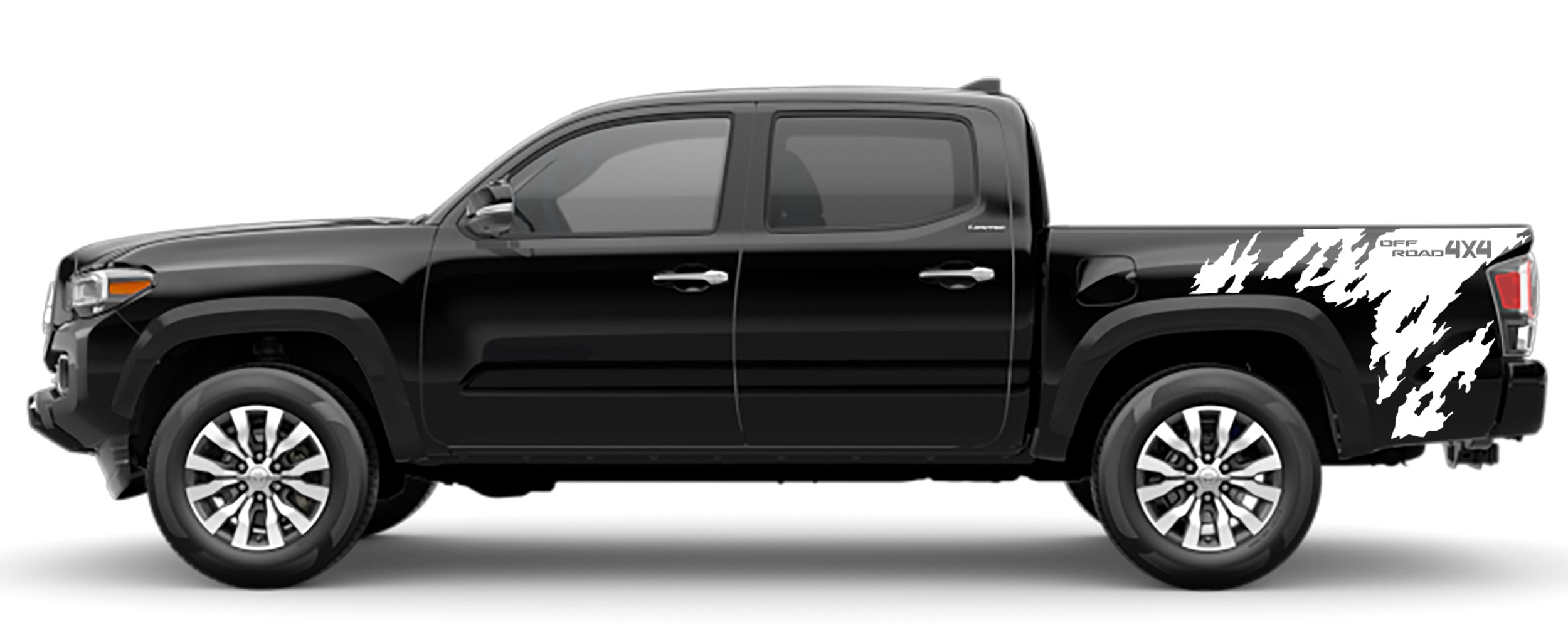 mud splash 4x4 off road bed decals for toyota tacoma 2016 to 2023 models white