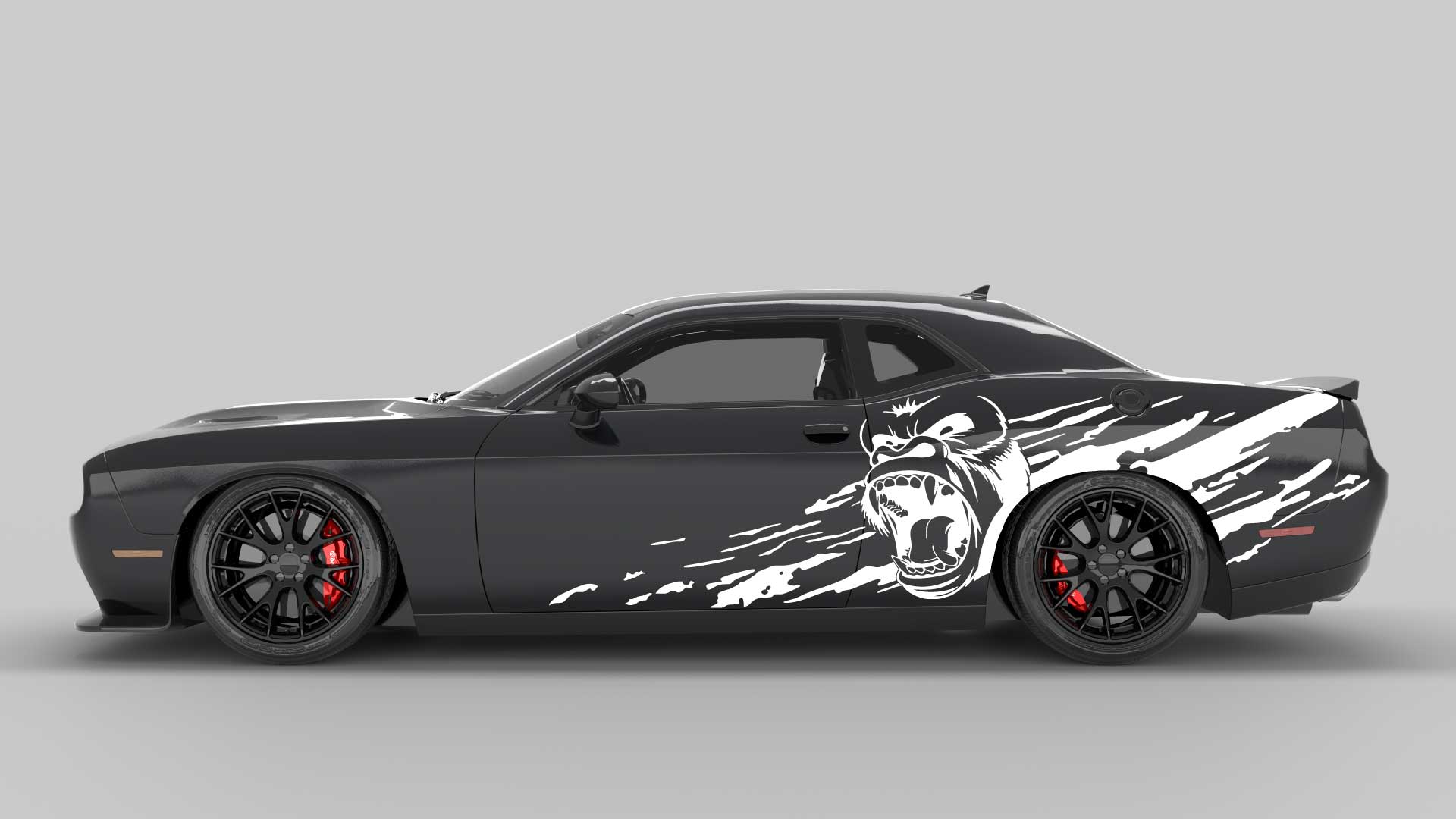 Monkey style mud splash side decals graphics compatible with Dodge Challenger