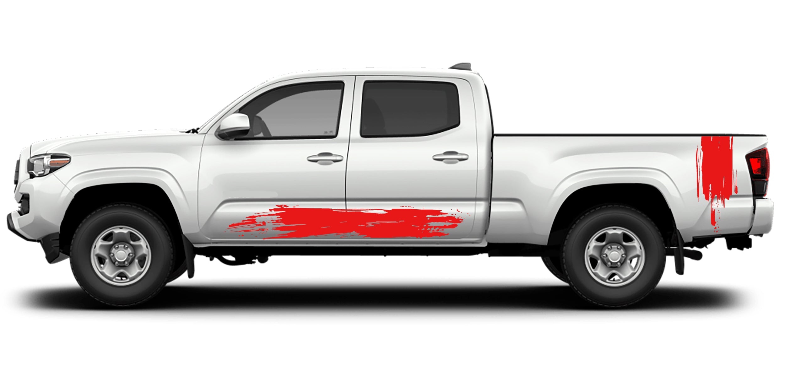 mud splash rocker and bed decals for toyota tacoma 2016 to 2023 models red