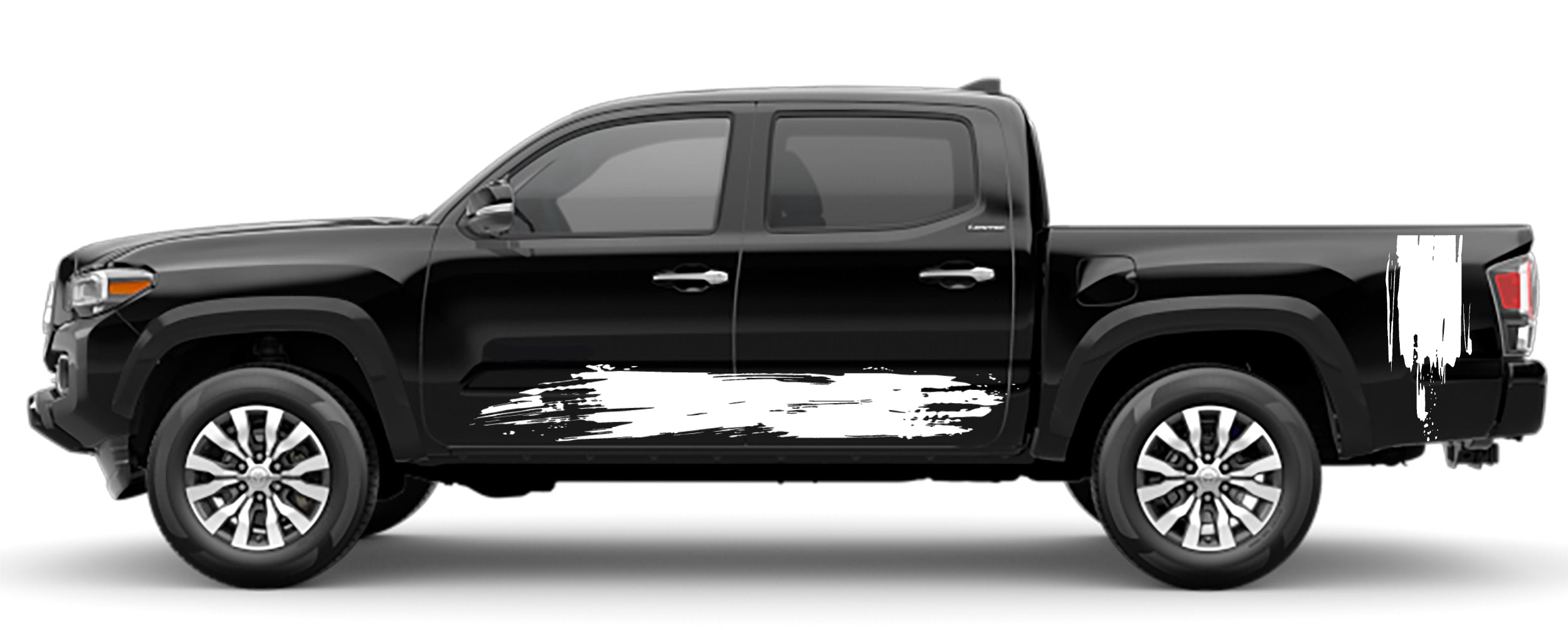 mud splash rocker and bed decals for toyota tacoma 2016 to 2023 models white