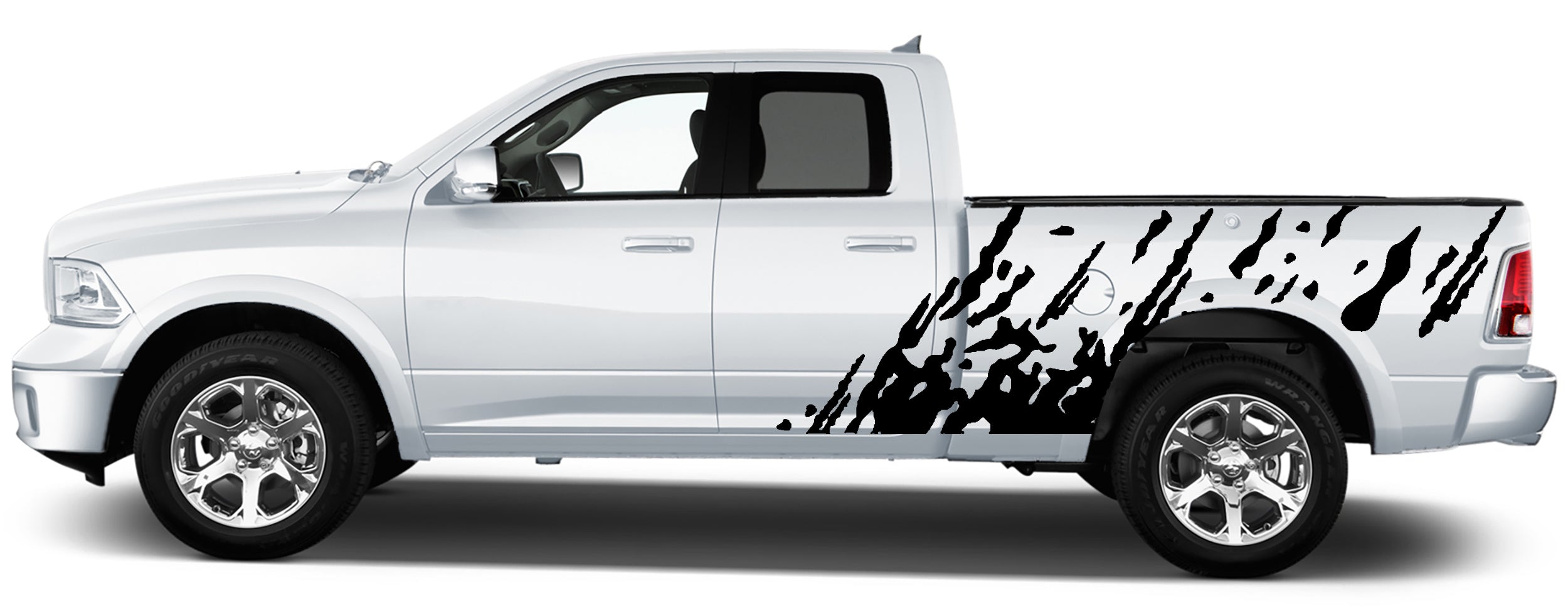 Dodge Ram 4th Gen Mud Impact Side Decals 2009-2018 - Aggressive Bed Splash Vinyl Graphics Kit for 1500