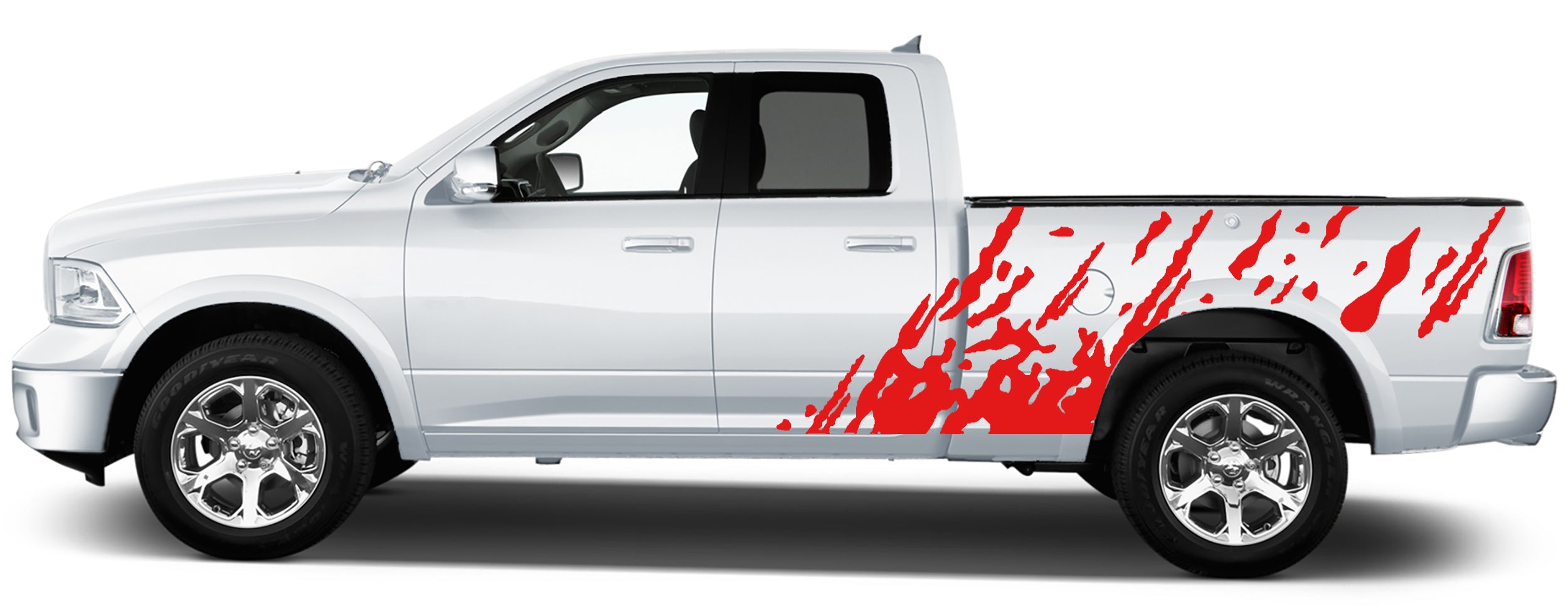 Dodge Ram 4th Gen Mud Impact Side Decals 2009-2018 - Aggressive Bed Splash Vinyl Graphics Kit for 1500