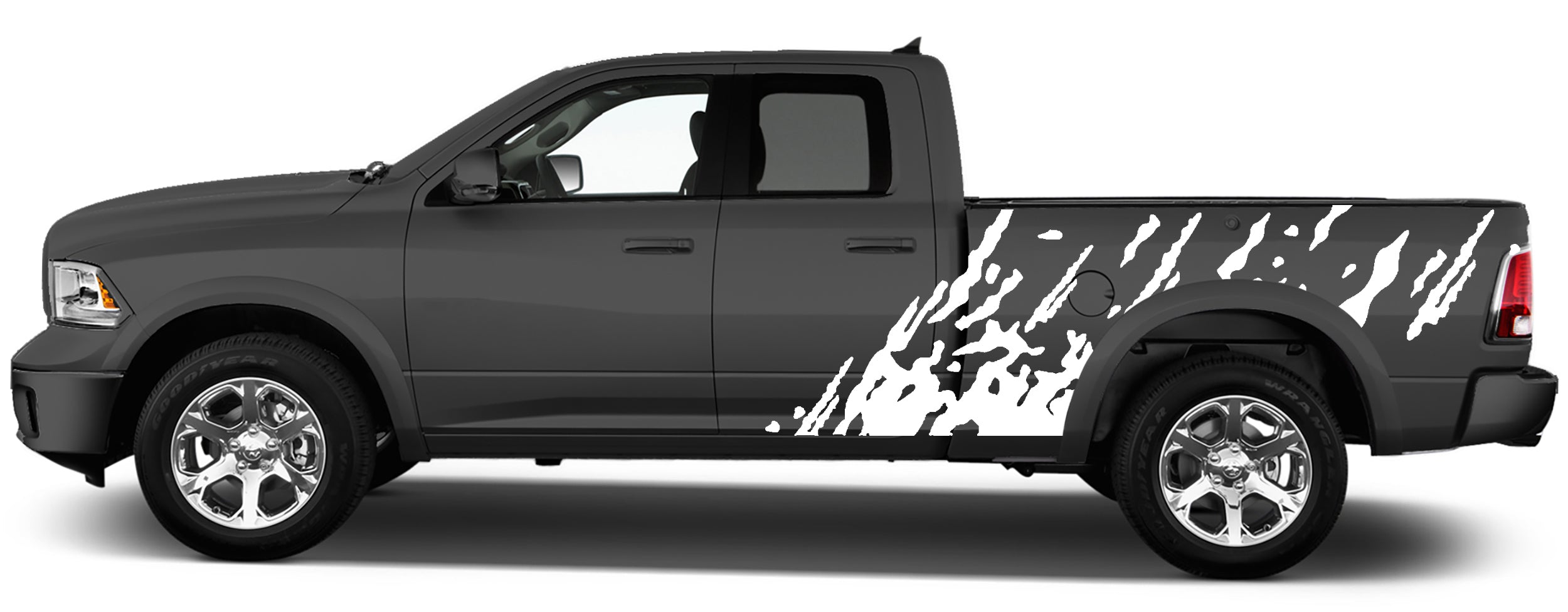 Dodge Ram 4th Gen Mud Impact Side Decals 2009-2018 - Aggressive Bed Splash Vinyl Graphics Kit for 1500