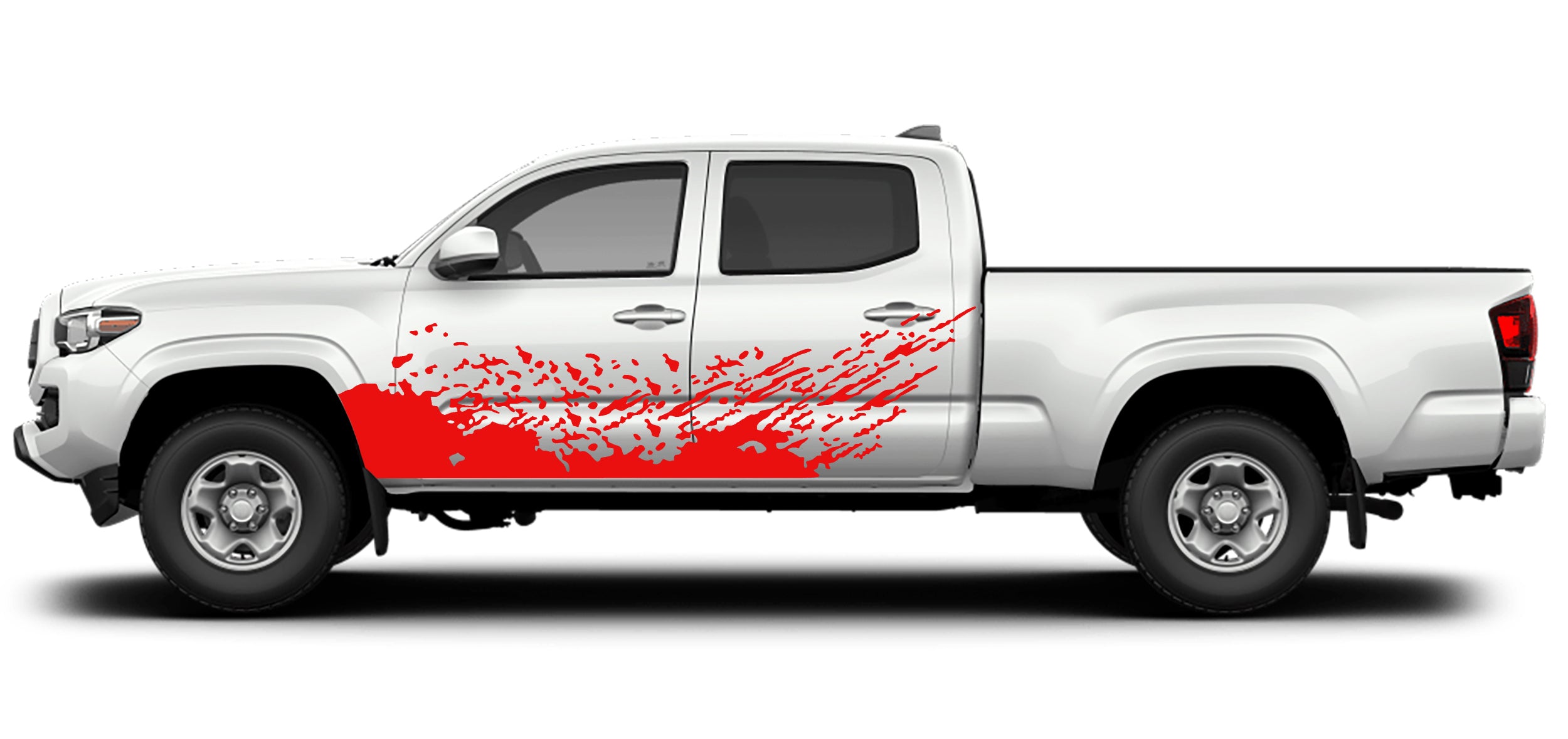 mud splash side decals for toyota tacoma 2016 to 2023 models red