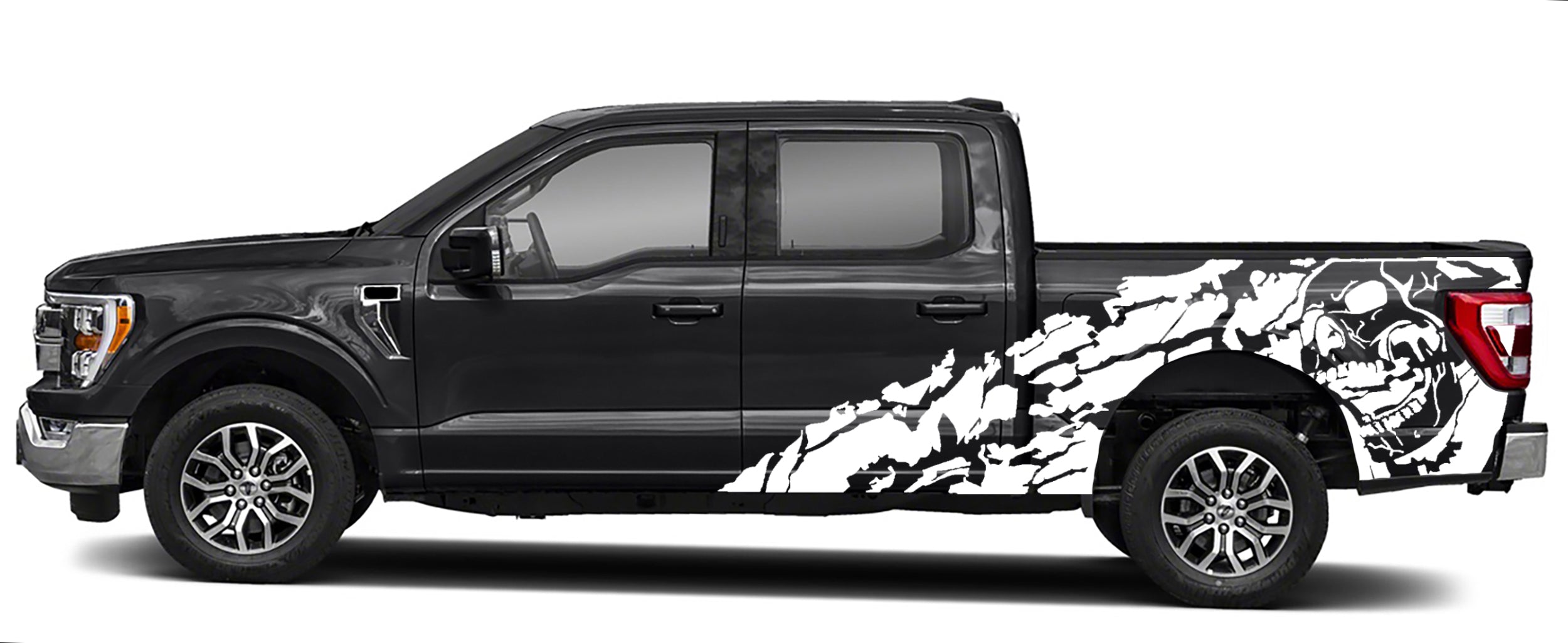 Nightmare side vinyl graphics for ford f 150 2021 to 2023 models white
