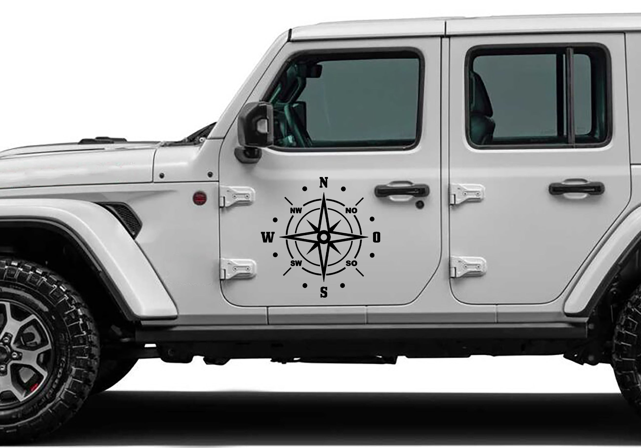 universal off road compass decal for camper, jeep, trucks and rv van black