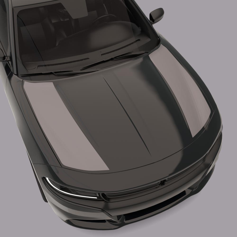 Outer Edge Accent Hood Stripes black car gray stripes