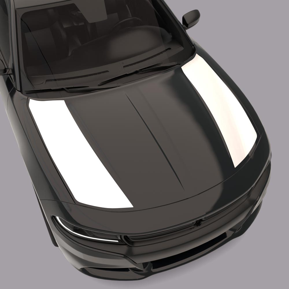 Outer Edge Accent Hood Stripes black car white stripes