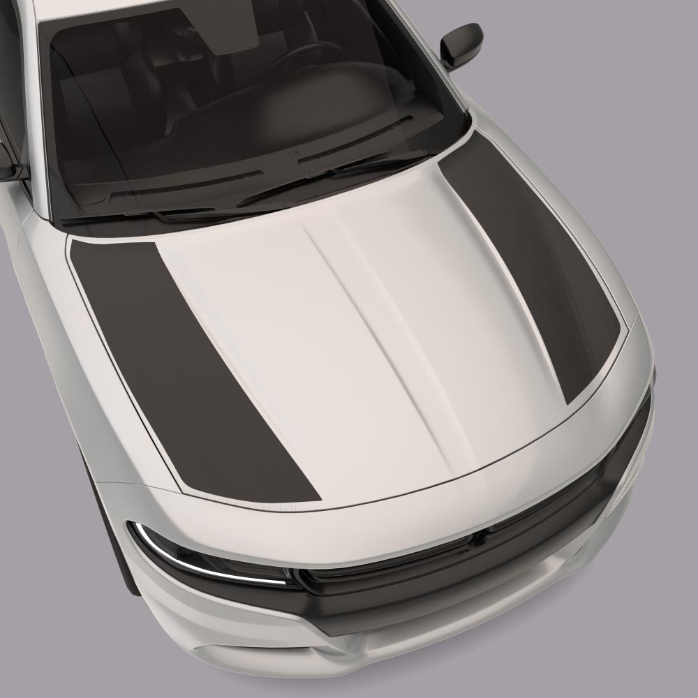 Outer Edge Accent Hood Stripes white car matte black stripes