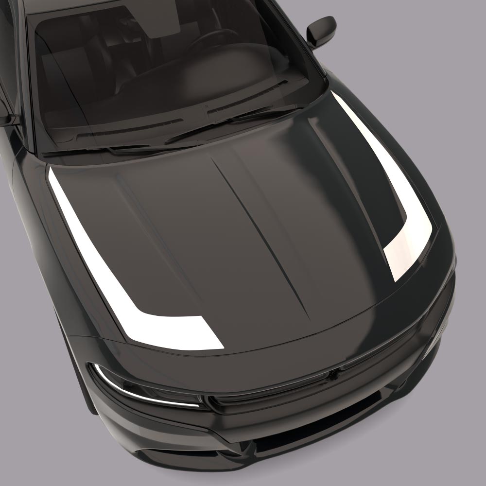 Outer Edge Hood Hockey Stripes black car white stripes