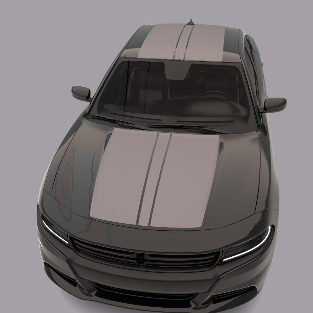 Over The Top Sports Stripes black car gray stripes