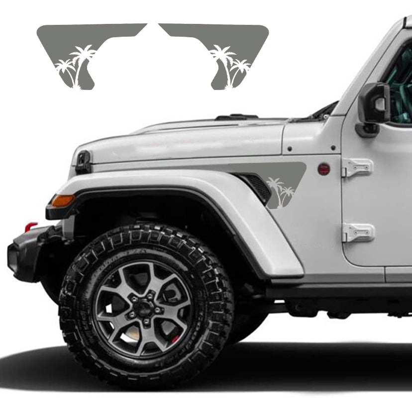 palm tree fender vent decals for jeep wrangler jl and jt gray