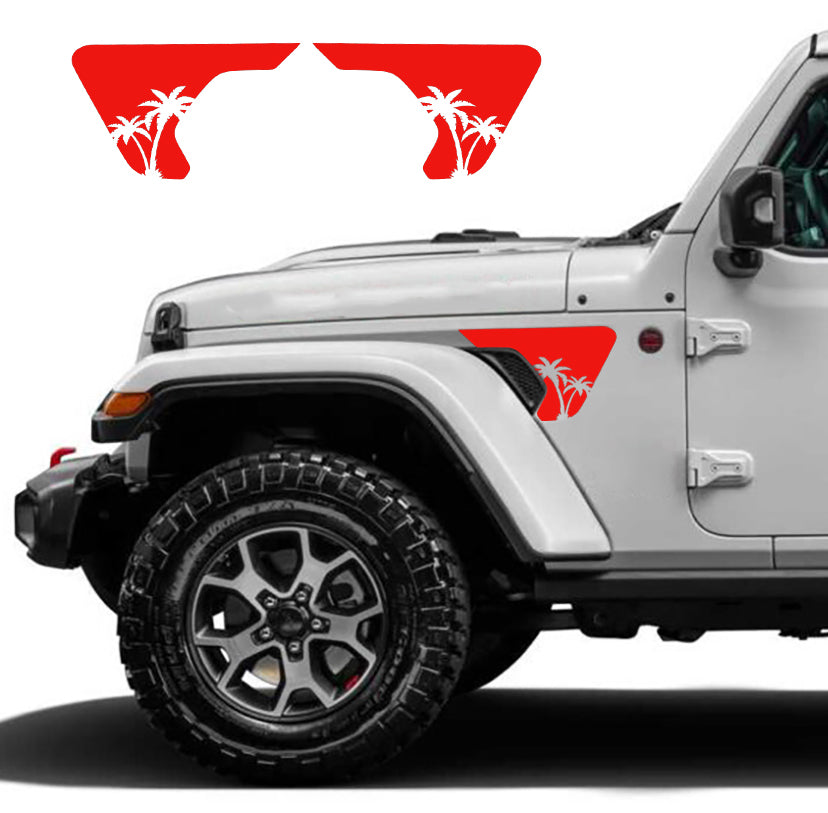 palm tree fender vent decals for jeep wrangler jl and jt red