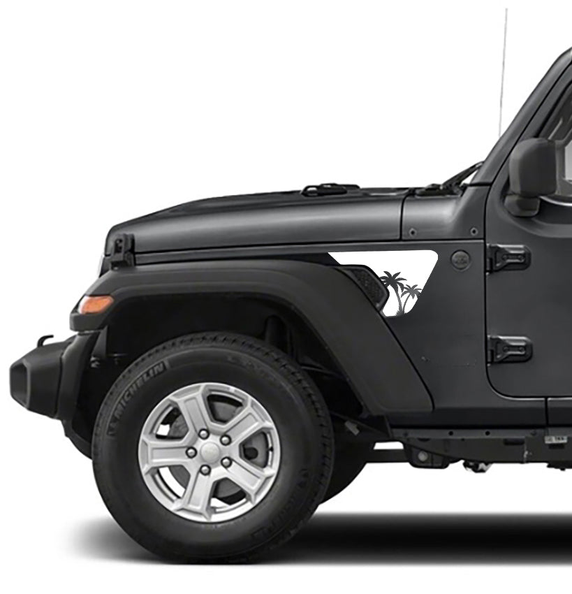 palm tree fender vent decals for jeep wrangler jl and jt white