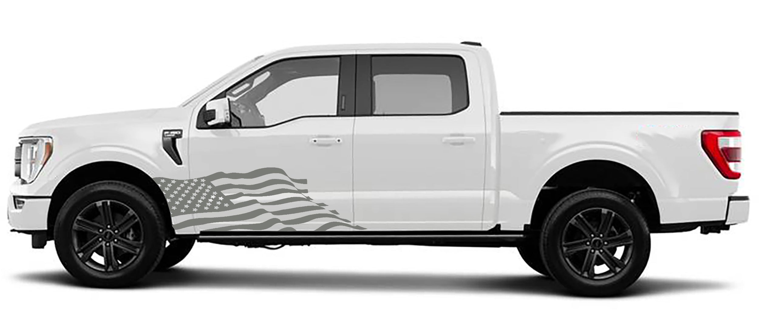 patriot american flag side graphics for ford f 150 2021 to 2023 models gray