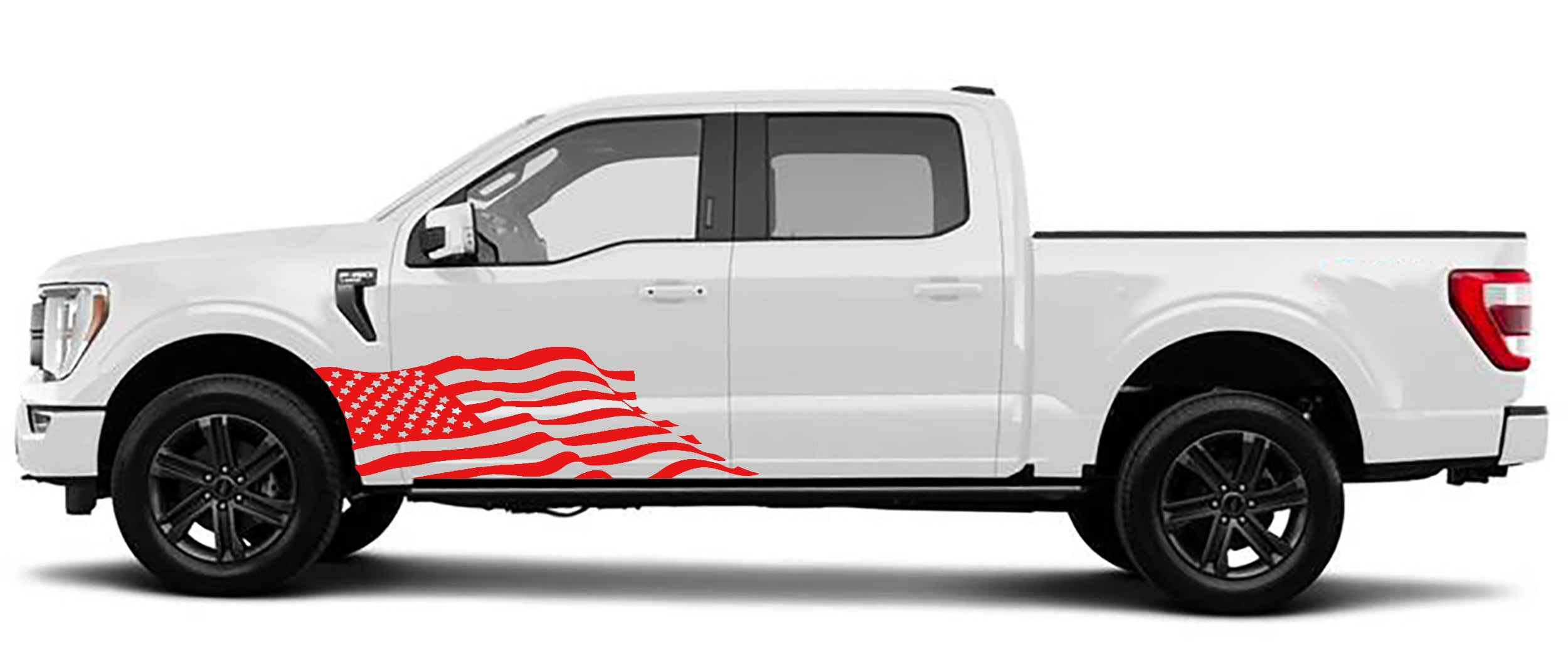 patriot american flag side graphics for ford f 150 2021 to 2023 models red