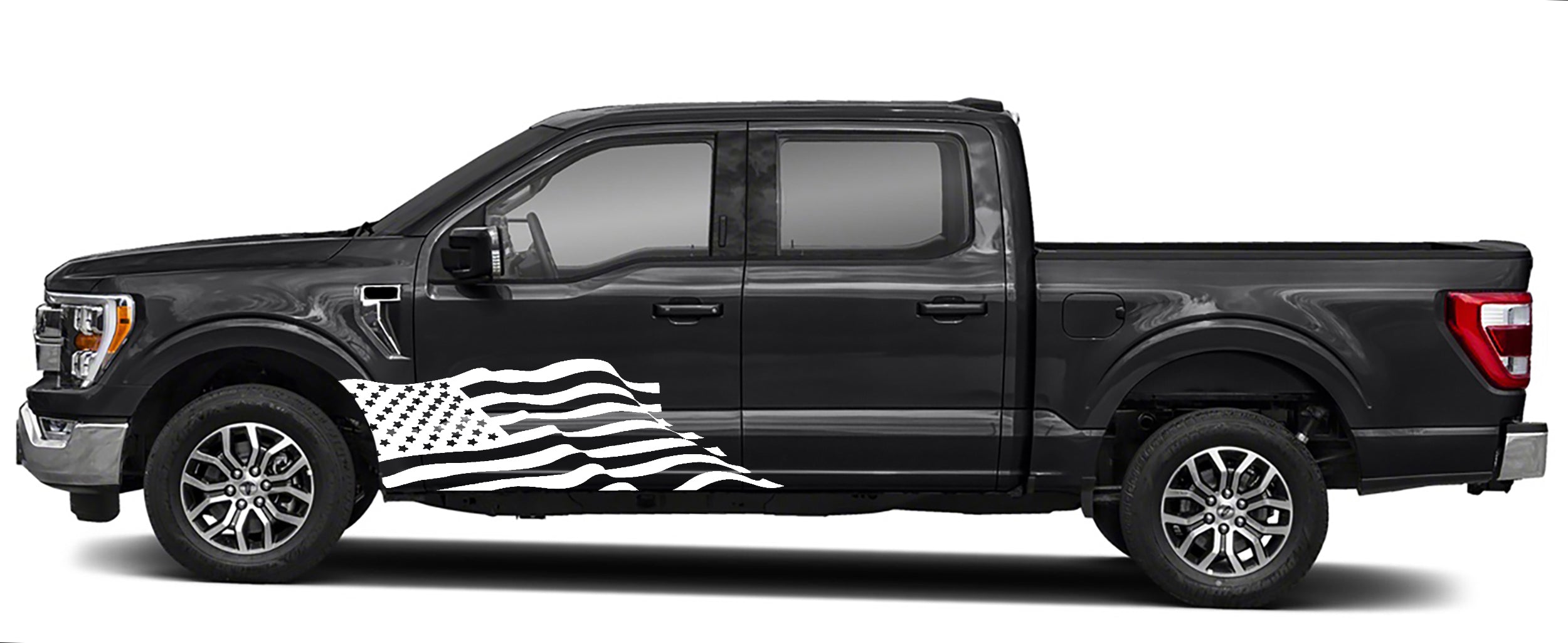 patriot american flag side graphics for ford f 150 2021 to 2023 models white