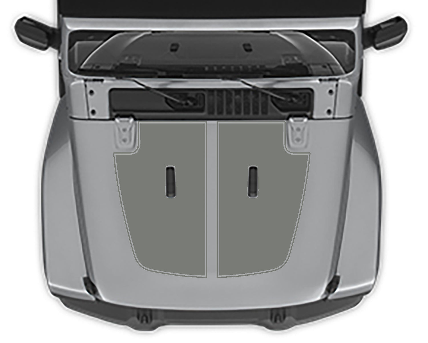 Jeep Wrangler Jl hood Blackout Pinstriped 2 Decal gray