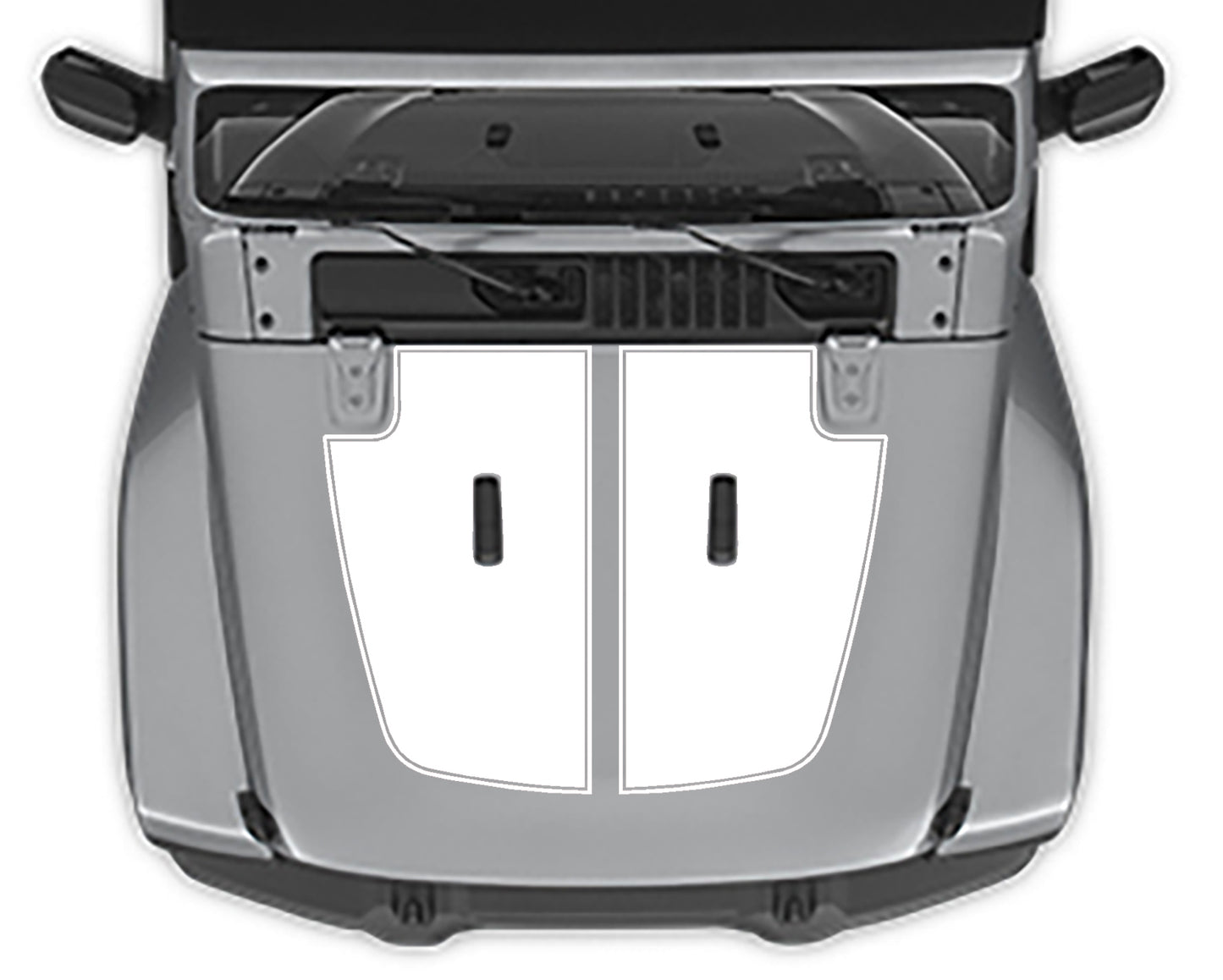 Jeep Wrangler Jl hood Blackout Pinstriped 2 Decal white