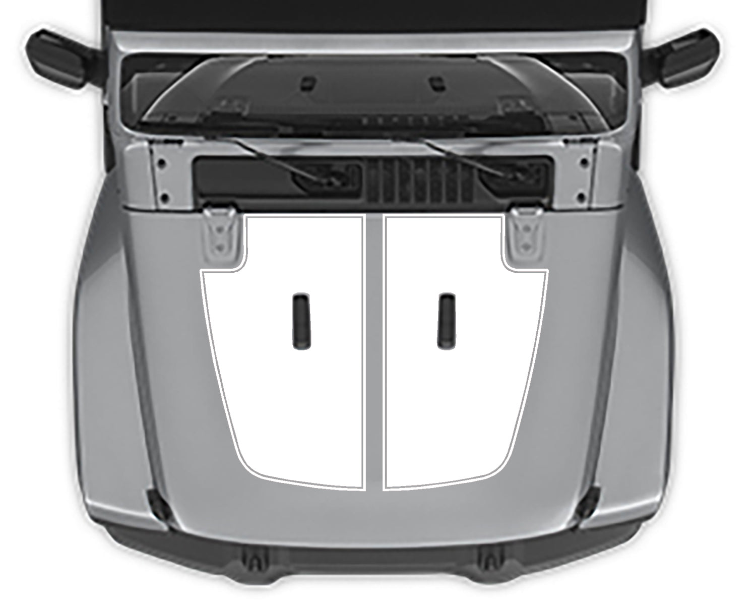 Jeep Wrangler Jl hood Blackout Pinstriped 2 Decal white