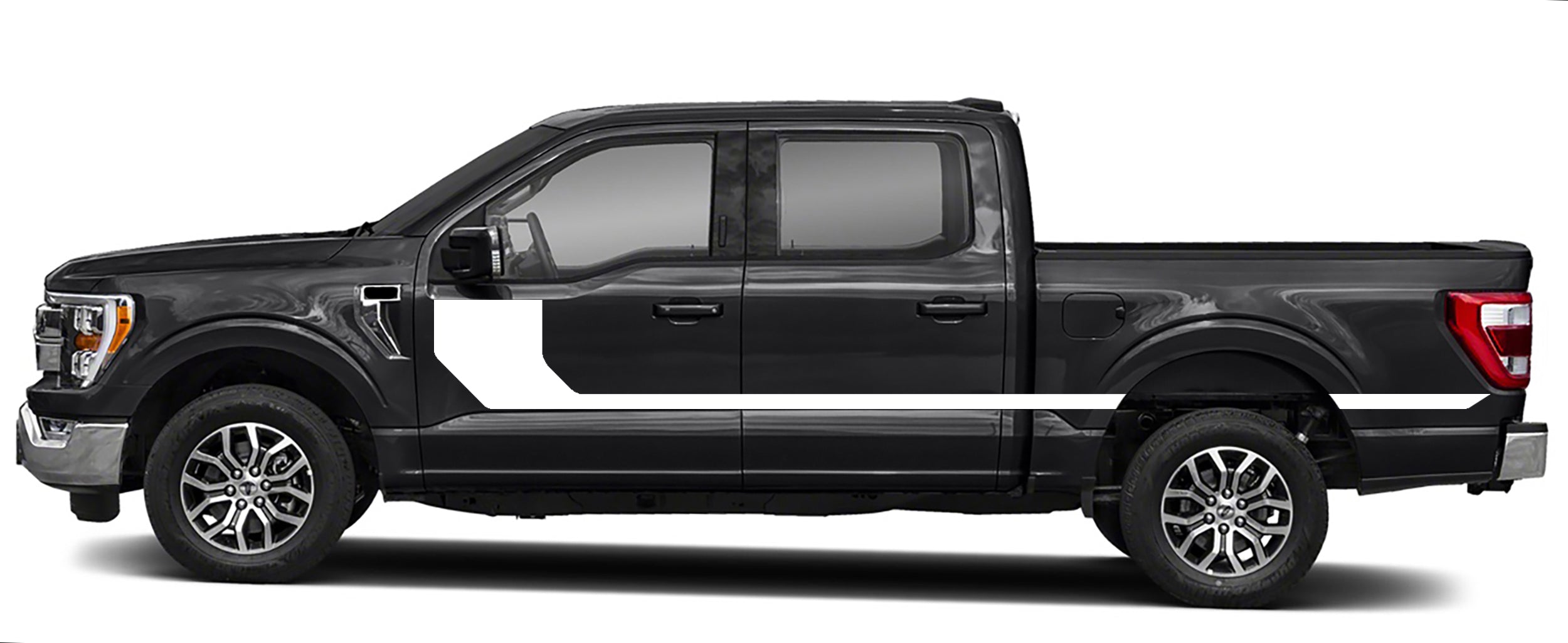 Rally hocky upper door side graphics for ford f 150 2021 to 2023 models white