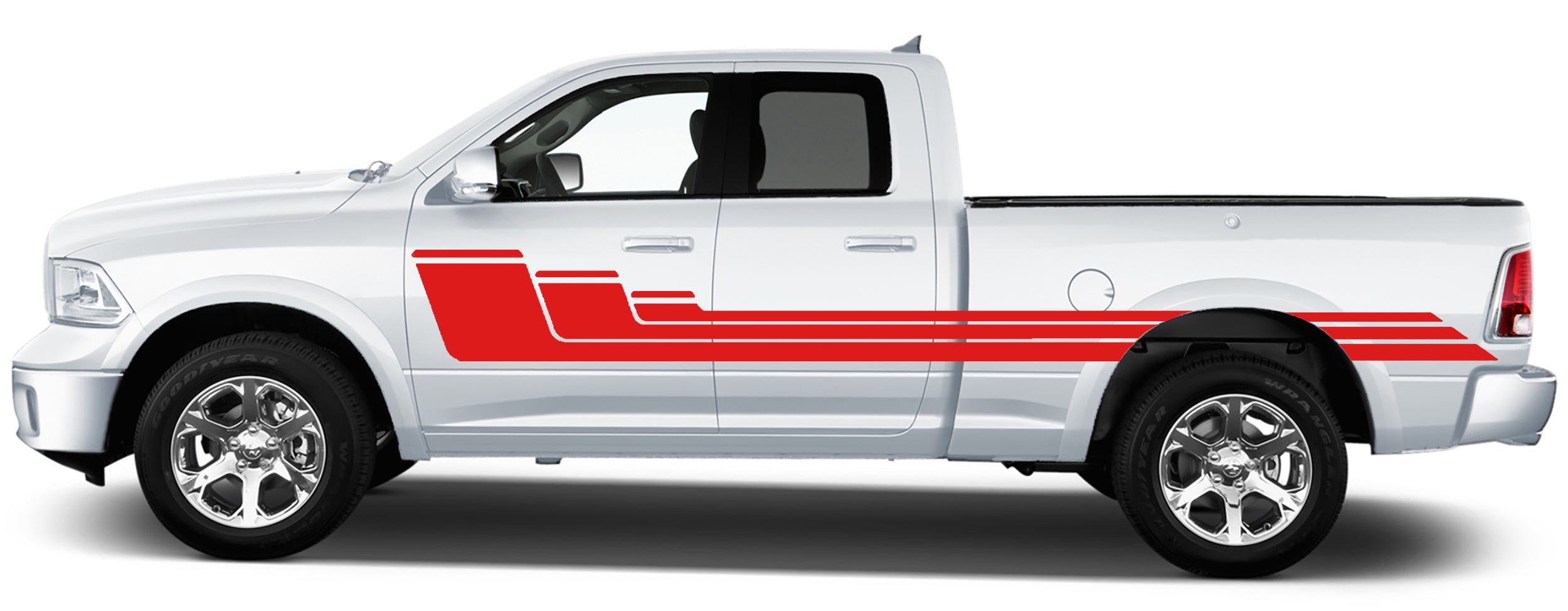 rally side door stripes graphics for dodge ram 2008 to 2018 models red