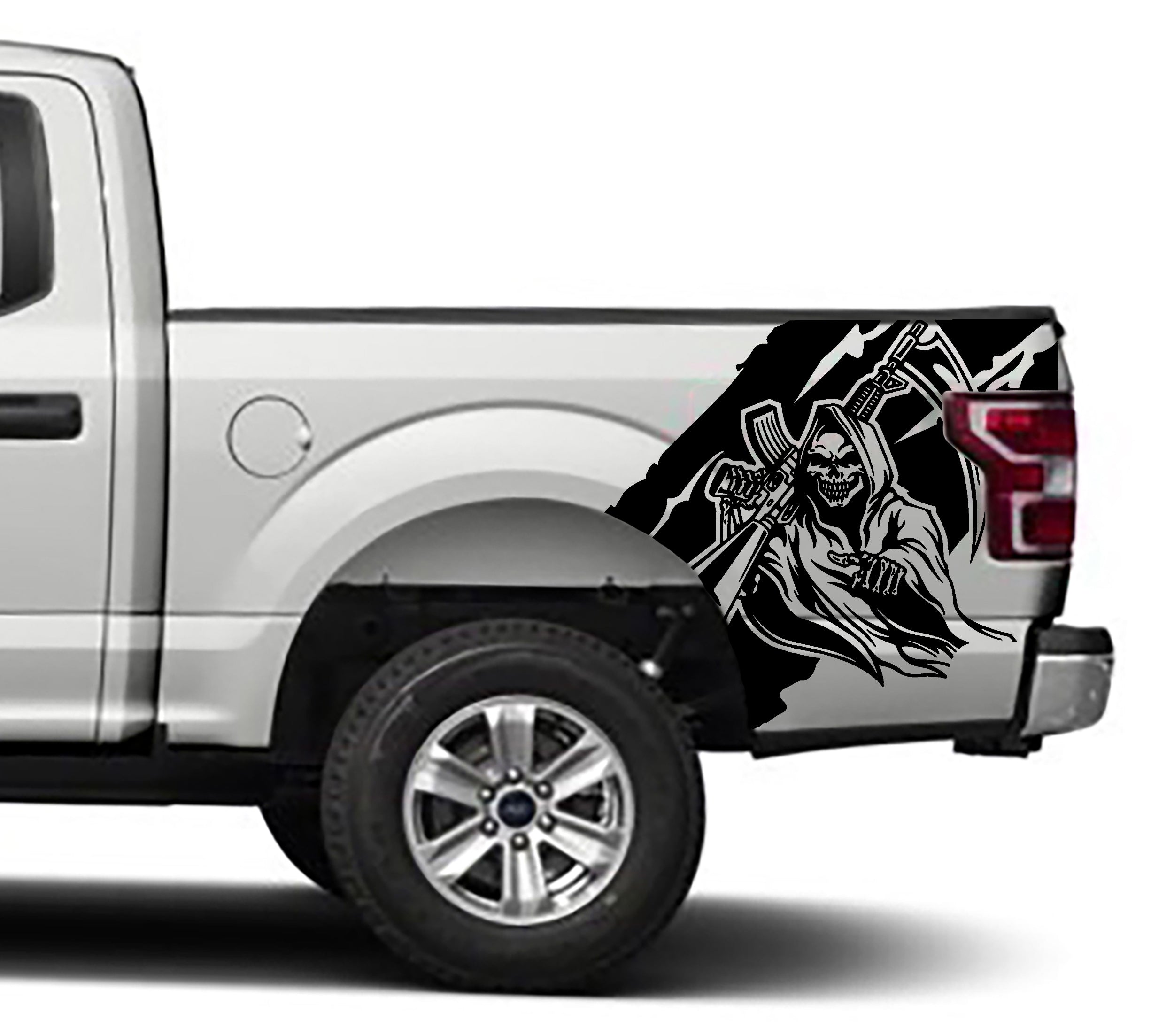 Ford F-150 Reaper Bed Decals (Pair) : Vinyl Graphics Kit Fits (2015-2020)