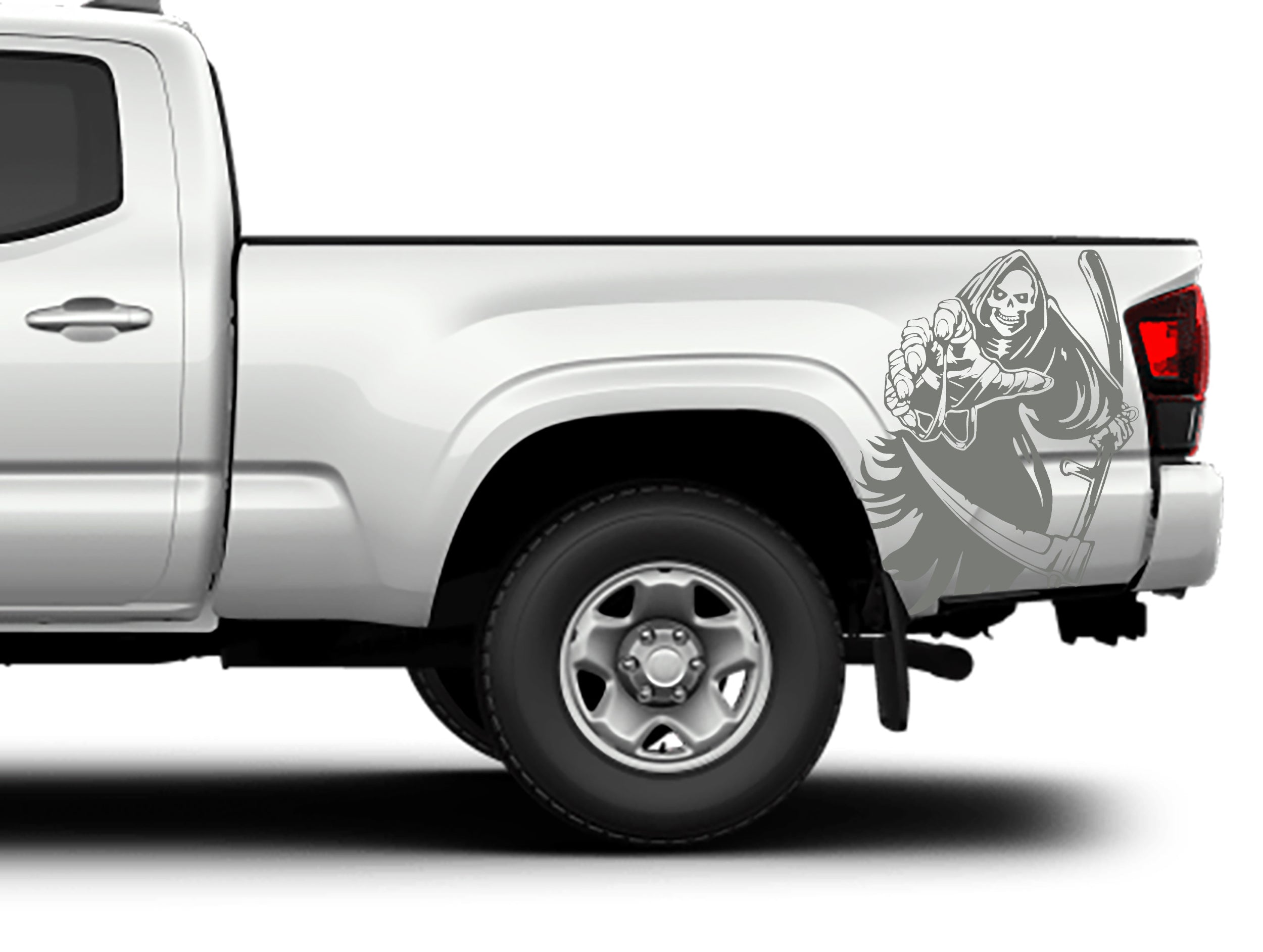 Reaper bed decals for toyota tacoma 2016 to 2023 models gray